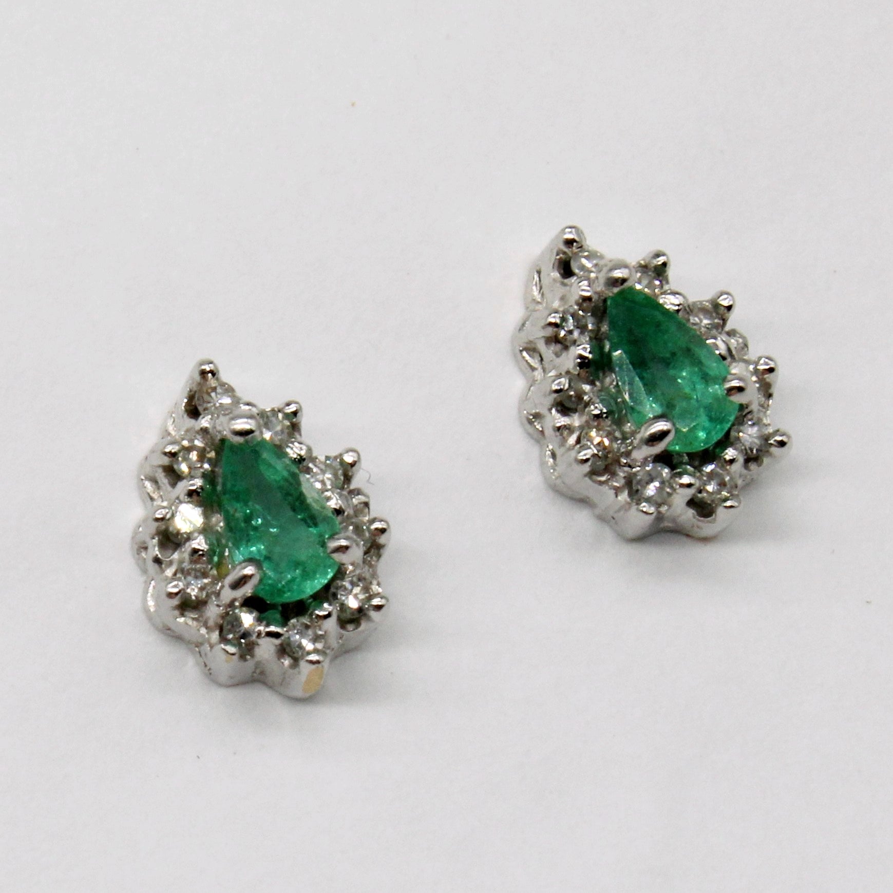 Emerald & Diamond Halo Earrings | 0.30ctw, 0.20ctw |