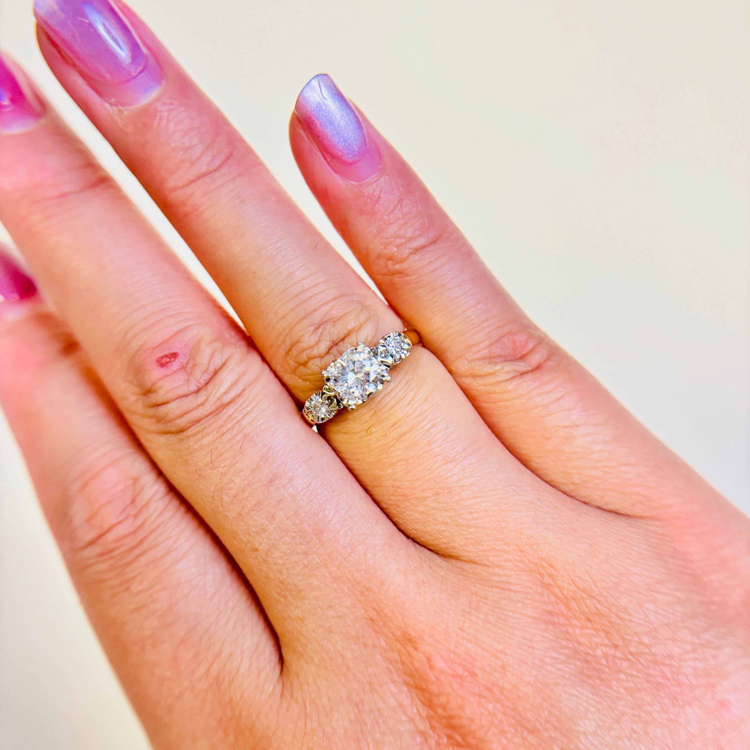 14k-18k Yellow & White Gold Diamond Engagement Ring | 0.76ctw | SZ 4.75