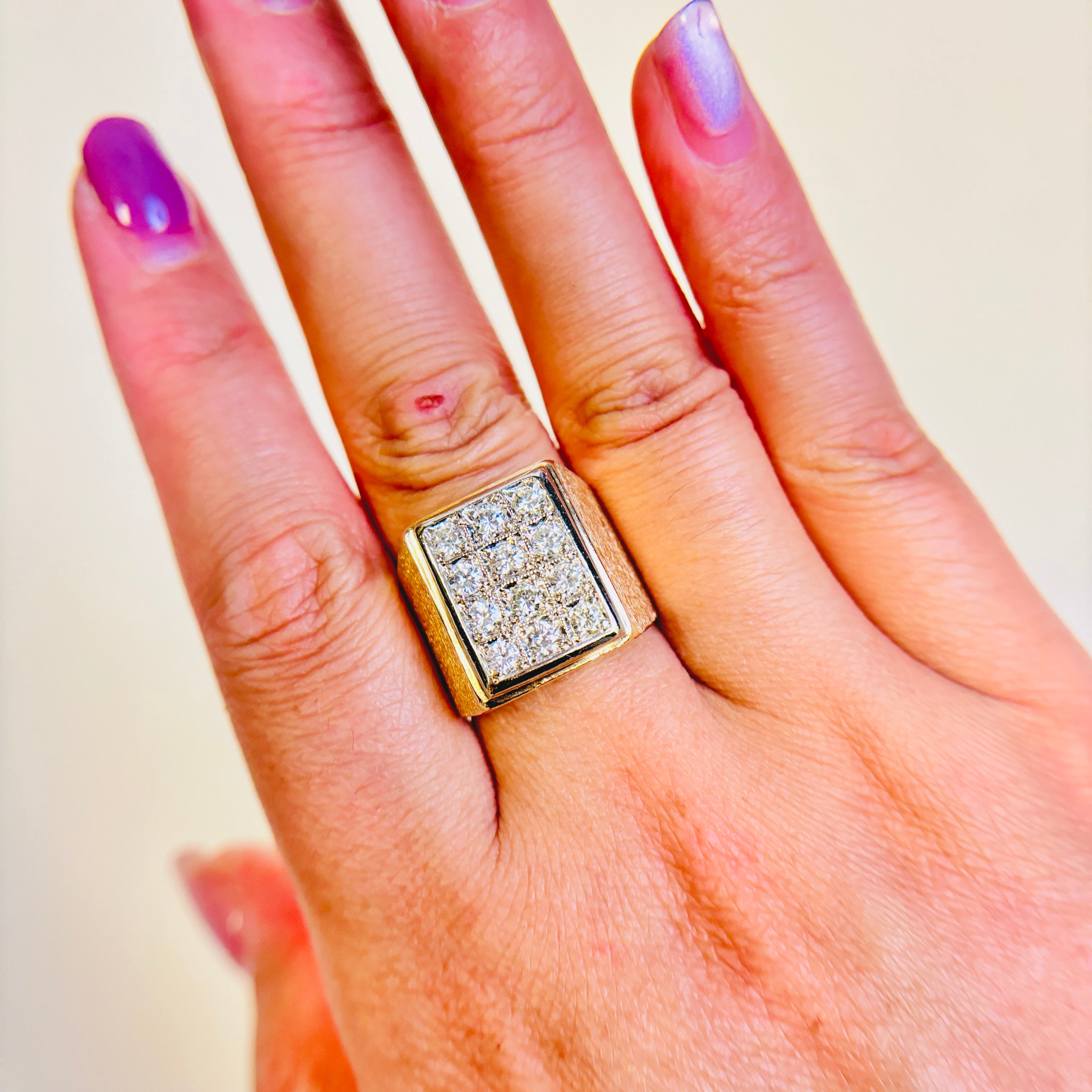 10k-14k Yellow Gold Diamond Signet Ring | 0.96ctw | SZ 8