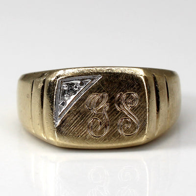 Diamond Signet Gold Ring | 0.01ct | SZ 5.5 |