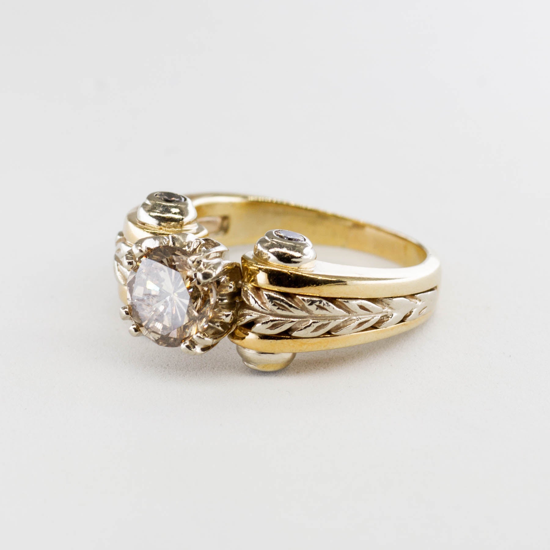 Unique Champagne Diamond Engagement Ring | 1.64 ctw, SZ 6.75 |