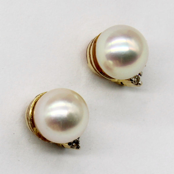 Pearl & Diamond Earrings | 0.02ctw |