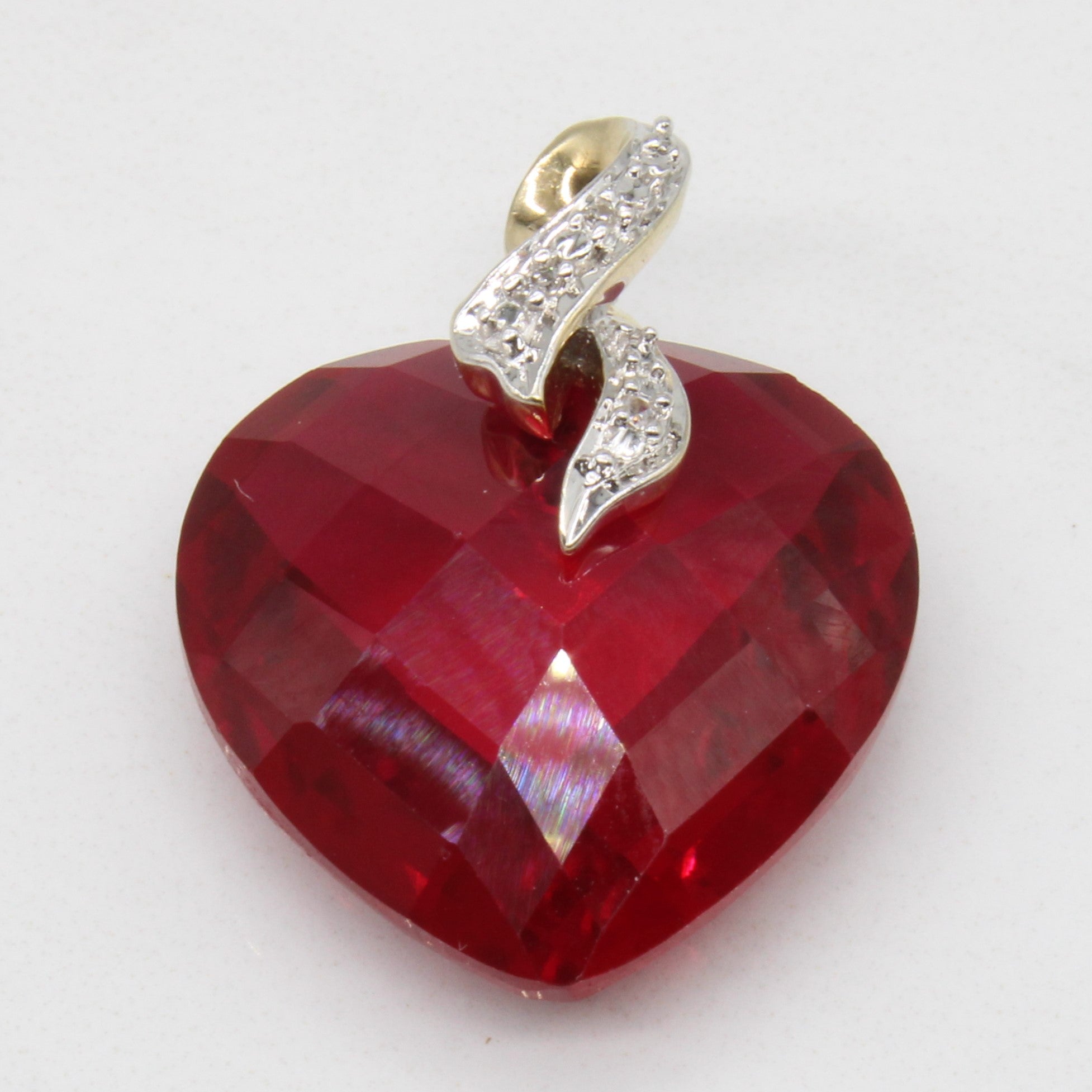 Synthetic Ruby & Natural Diamond Heart Pendant | 17.00ct, 0.006ctw |