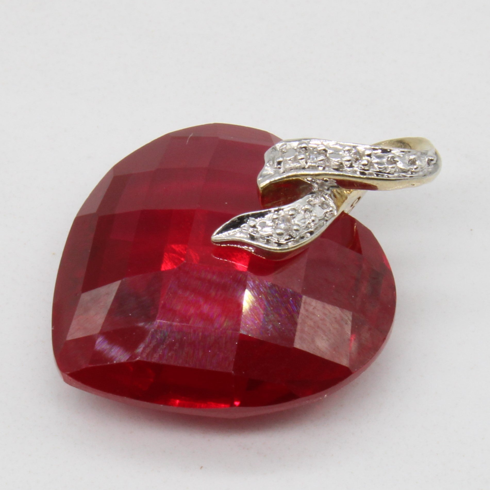 Synthetic Ruby & Natural Diamond Heart Pendant | 17.00ct, 0.006ctw |