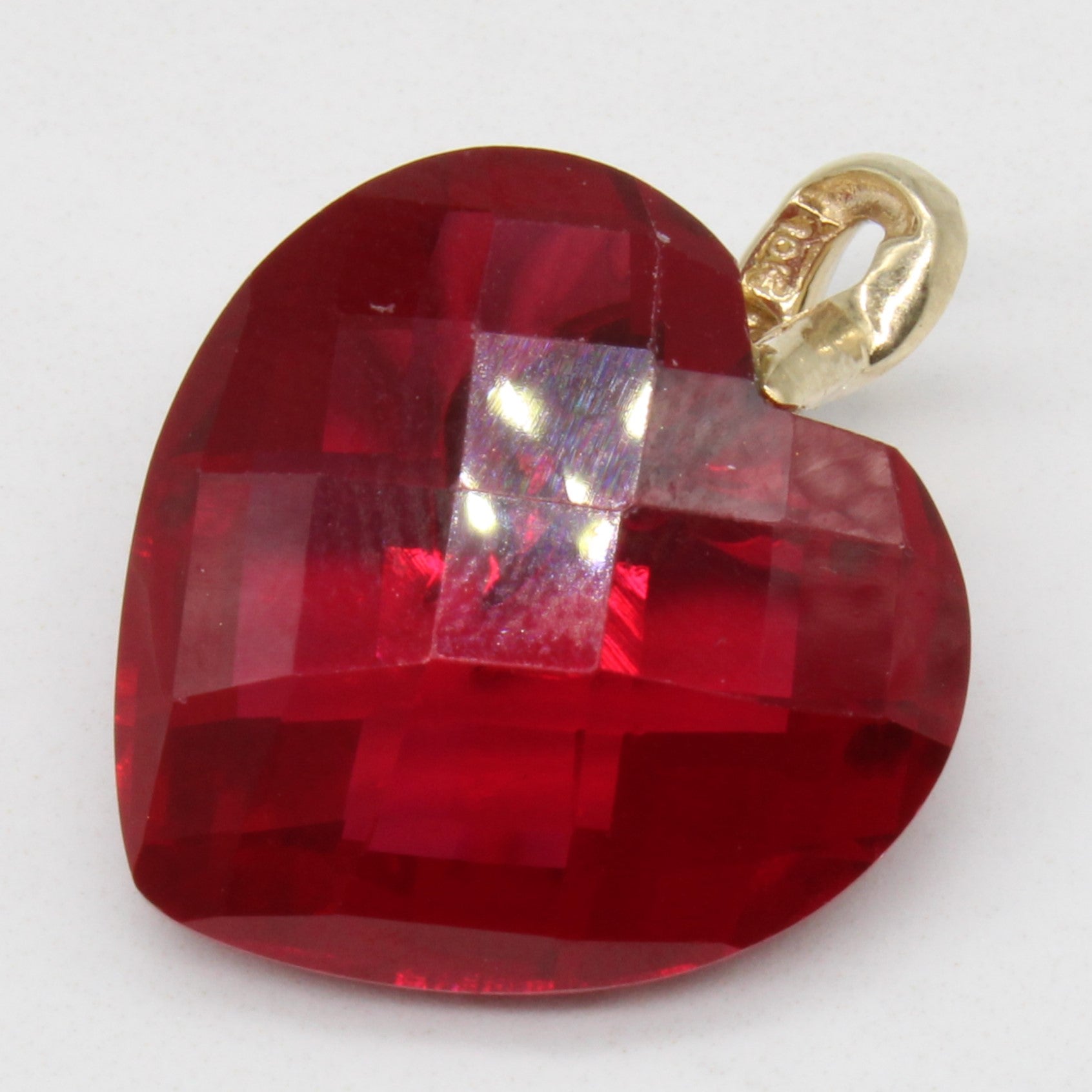 Synthetic Ruby & Natural Diamond Heart Pendant | 17.00ct, 0.006ctw |