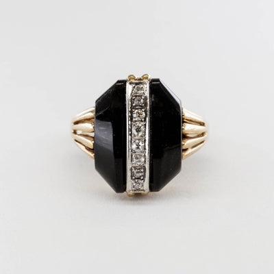 Black Onyx & Diamond Ring | 0.15ctw, 7.00 t | SZ 6.25 |