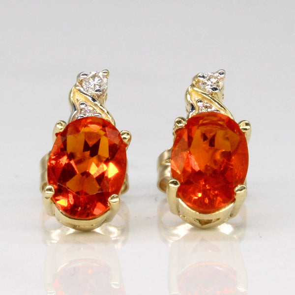 Fire Opal & Diamond Earrings | 0.80ctw, 0.06ctw |