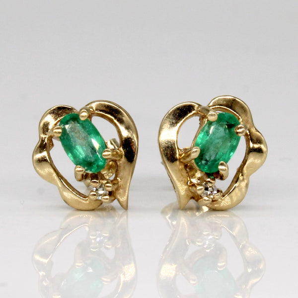 Emerald & Diamond Earrings | 0.30ctw, 0.02ctw |