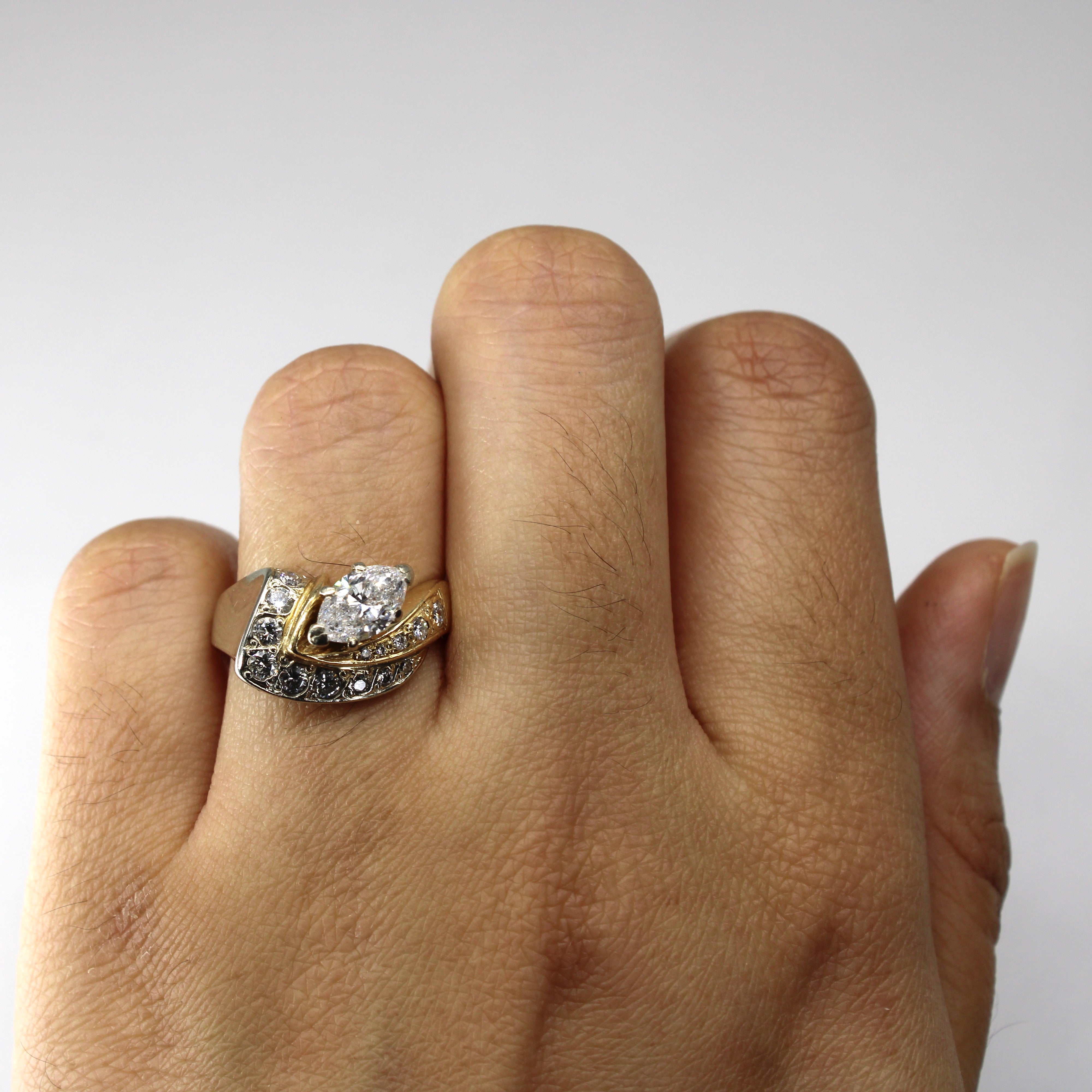 Bypass Marquise Diamond Engagement Ring | 1.20ctw SI2 D | SZ 6.5 |
