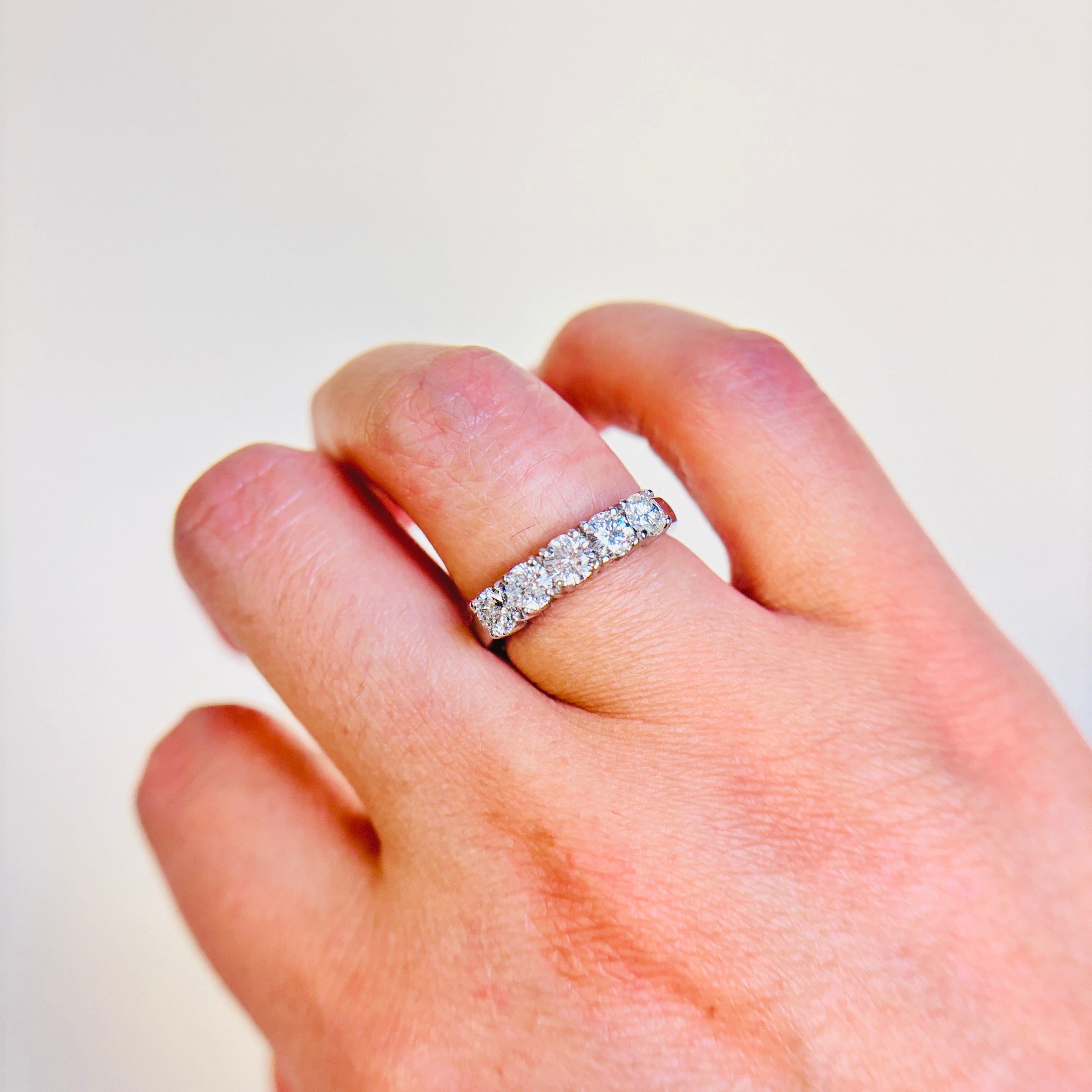 14k White Gold Five Stone Diamond Ring | 1.24ctw | SZ 6.5