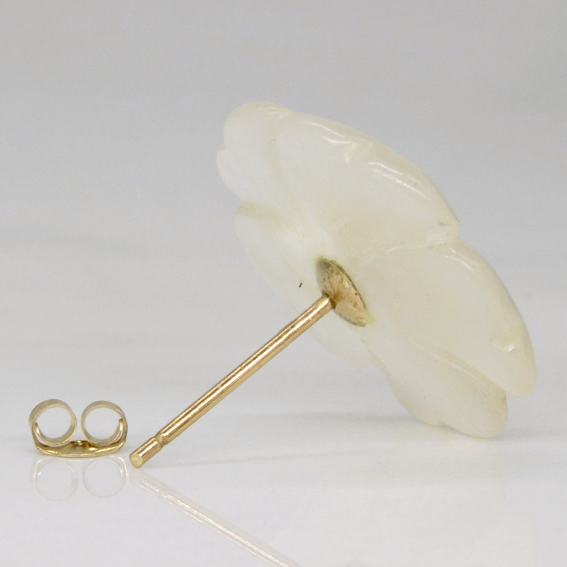 Carved Mother of Pearl Flower Earrings