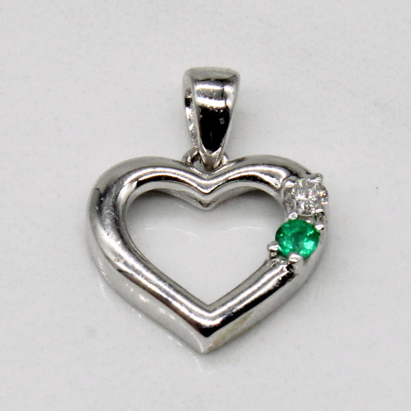 Emerald & Diamond Heart Pendant | 0.03ct, 0.03ct |