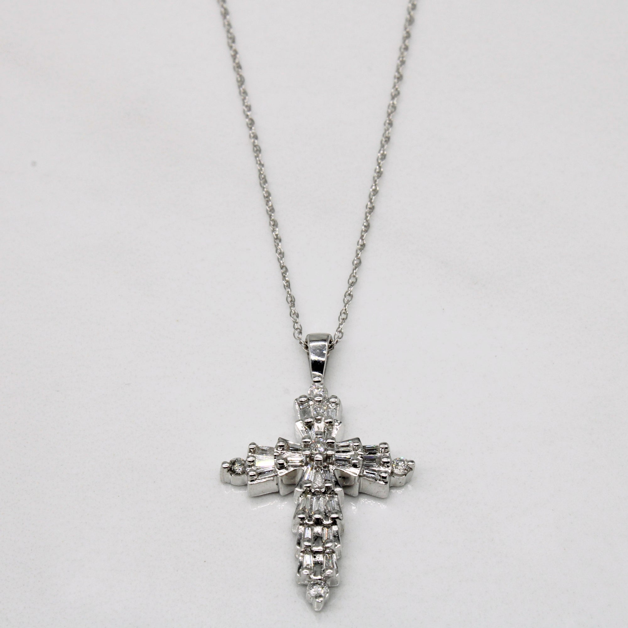 Diamond Cross Pendant & Necklace | 0.55ctw | 18