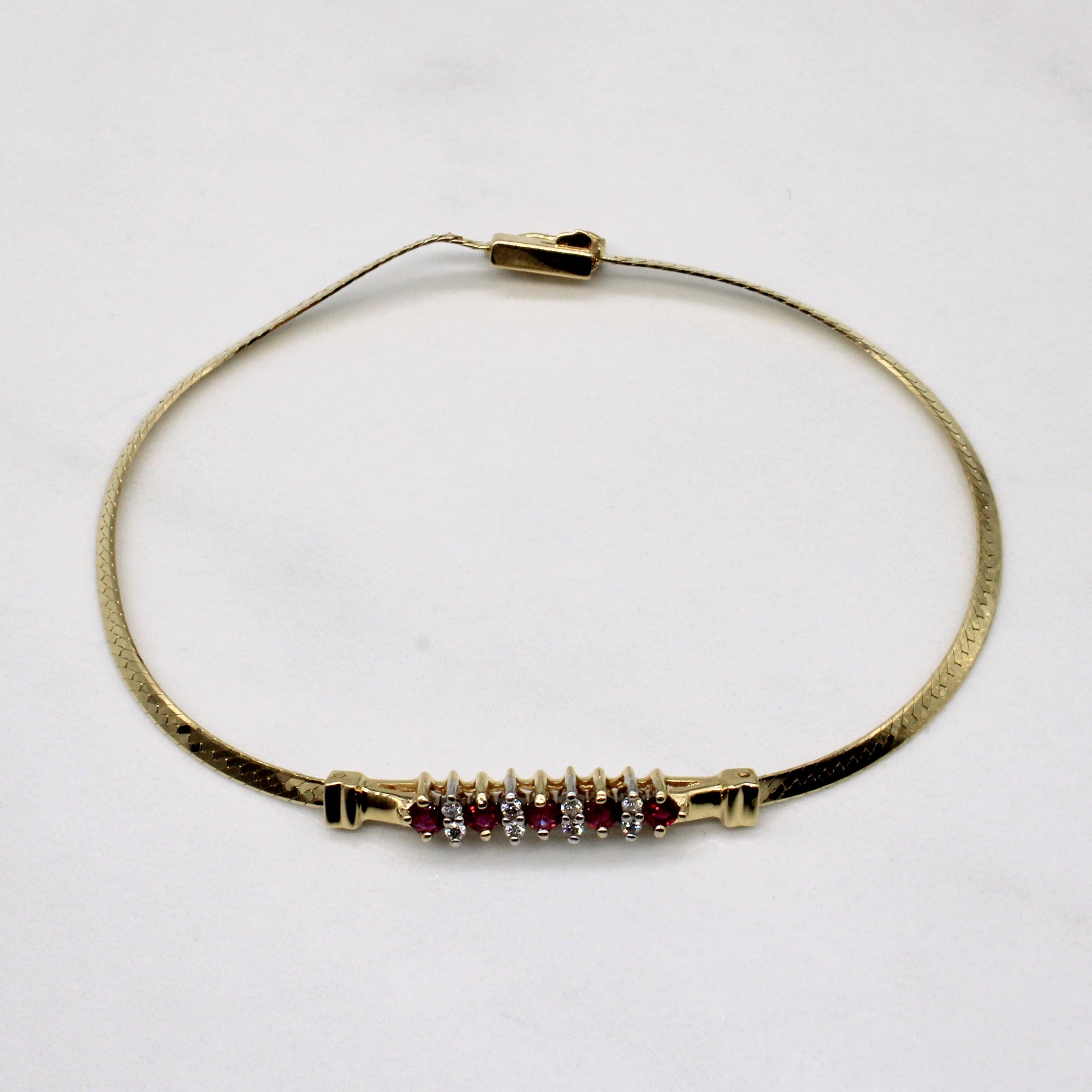 Ruby & Diamond Bracelet | 0.18ctw, 0.08ctw | 7