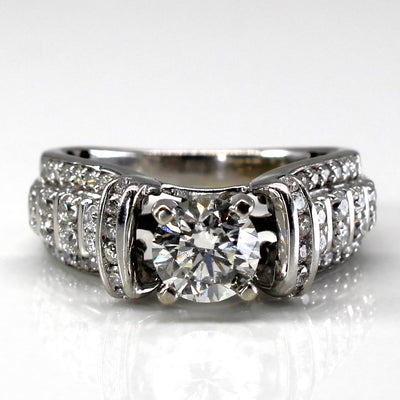 Offset Cluster Diamond Engagement Ring | 1.31ctw VS1 I/J | SZ 5.5 |