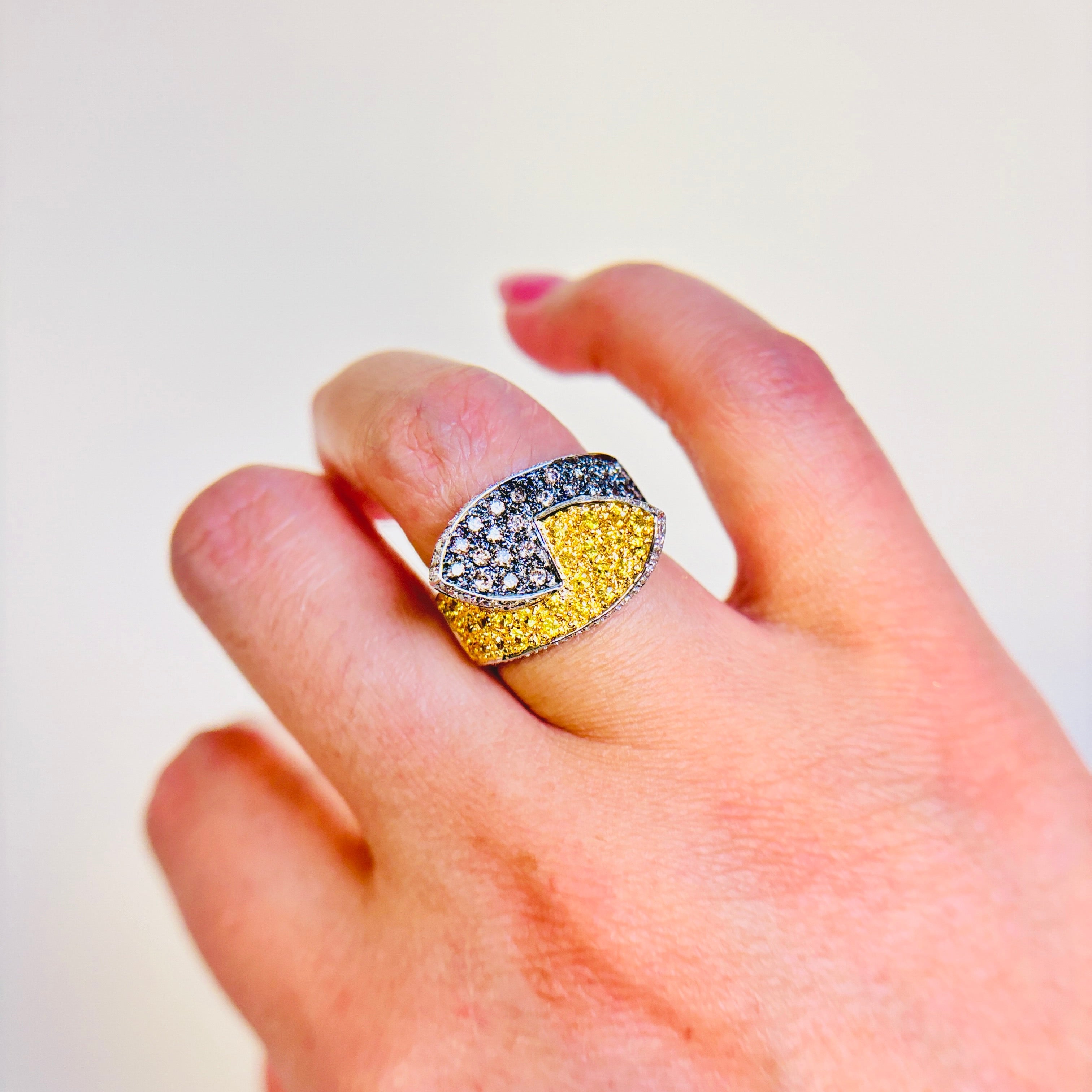 14k White Gold Yellow Sapphire & Diamond Ring | 0.43ctw, 0.70ctw | SZ 6