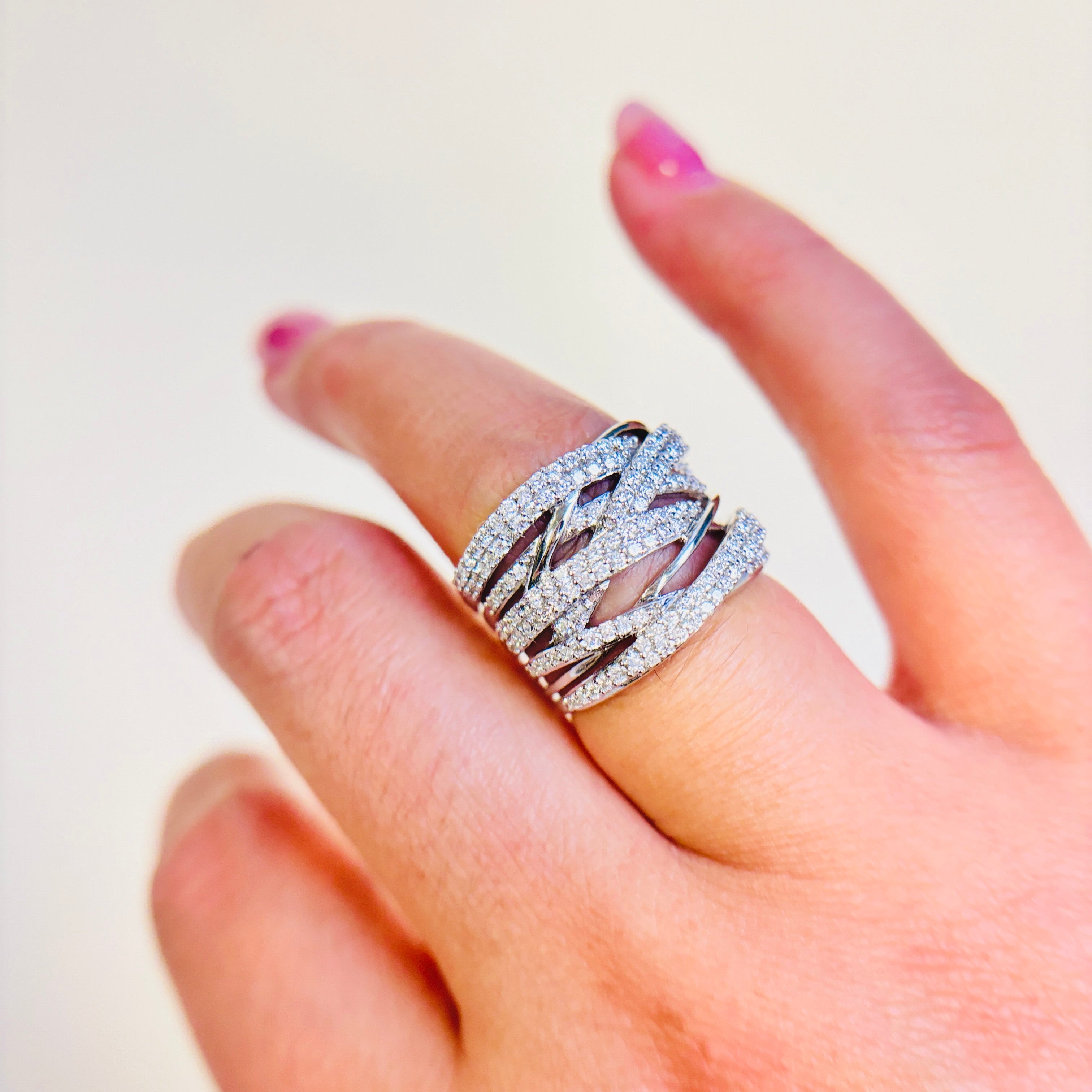 Bague en or blanc 10 carats et diamants | 1,27 ct | Taille 5,5 