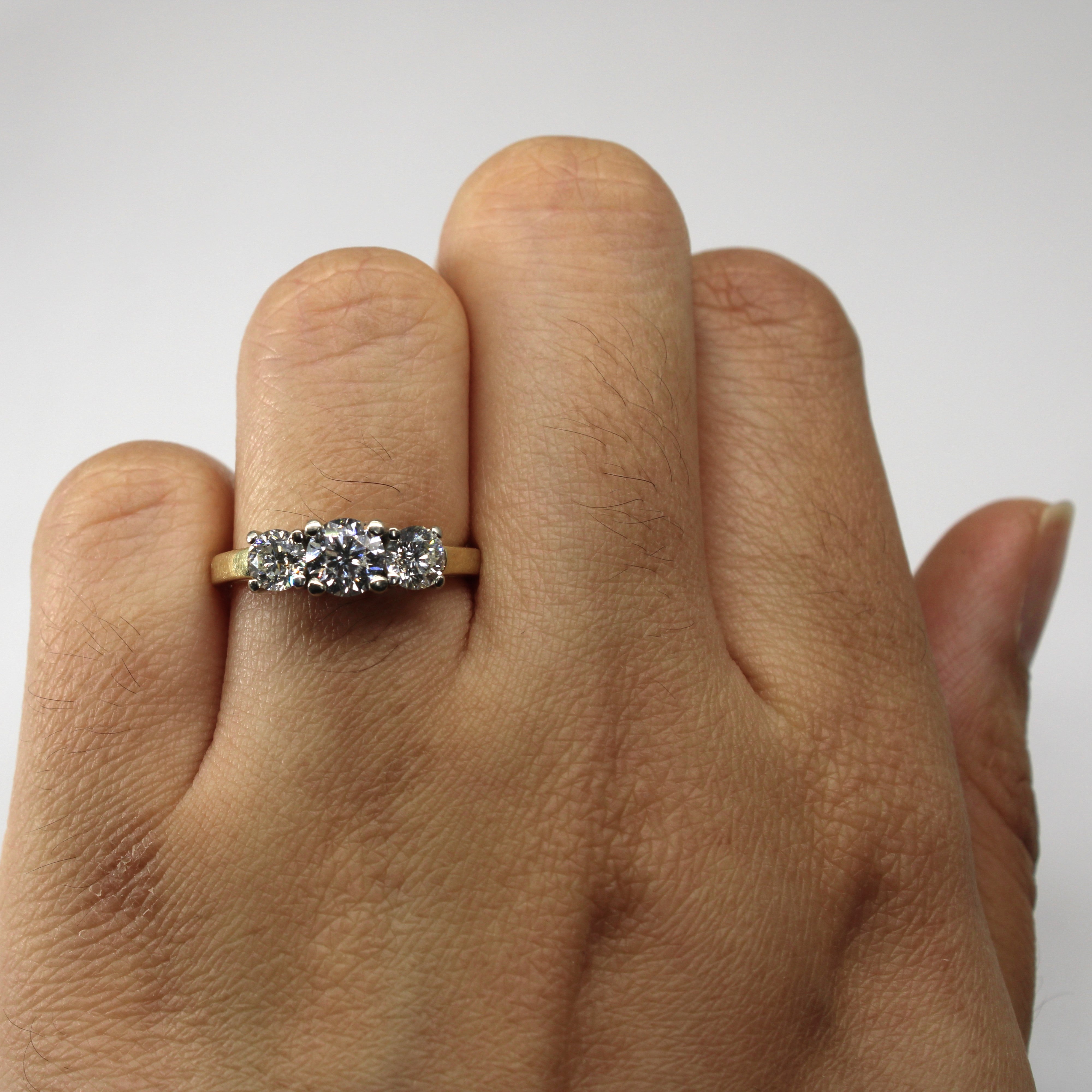 Three Stone Canadian Diamond Engagement Ring | 1.27ctw I1 G/H | SZ 5.5 |