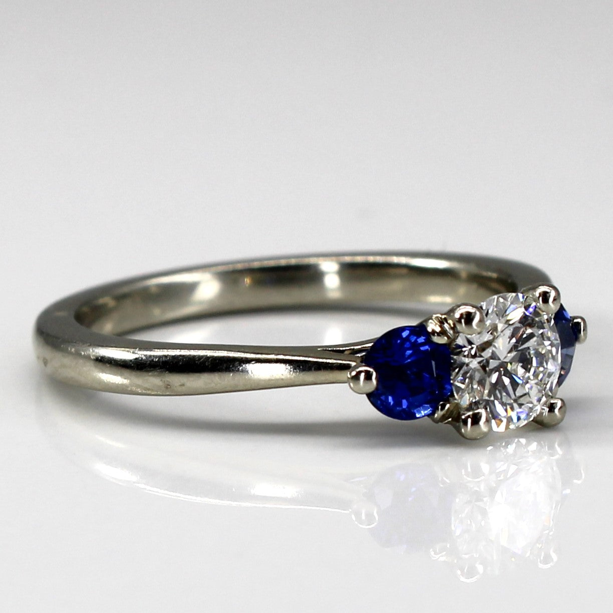GIA Certified Three Stone Diamond & Sapphire Ring | 0.51ct | 0.44ctw | SZ 7 |