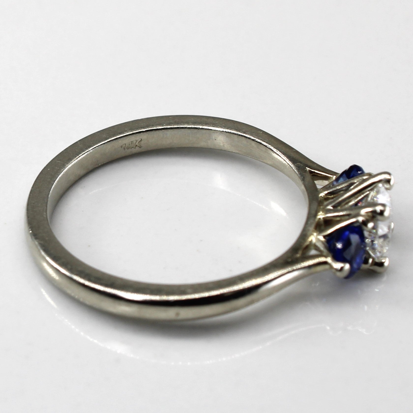 GIA Certified Three Stone Diamond & Sapphire Ring | 0.51ct | 0.44ctw | SZ 7 |