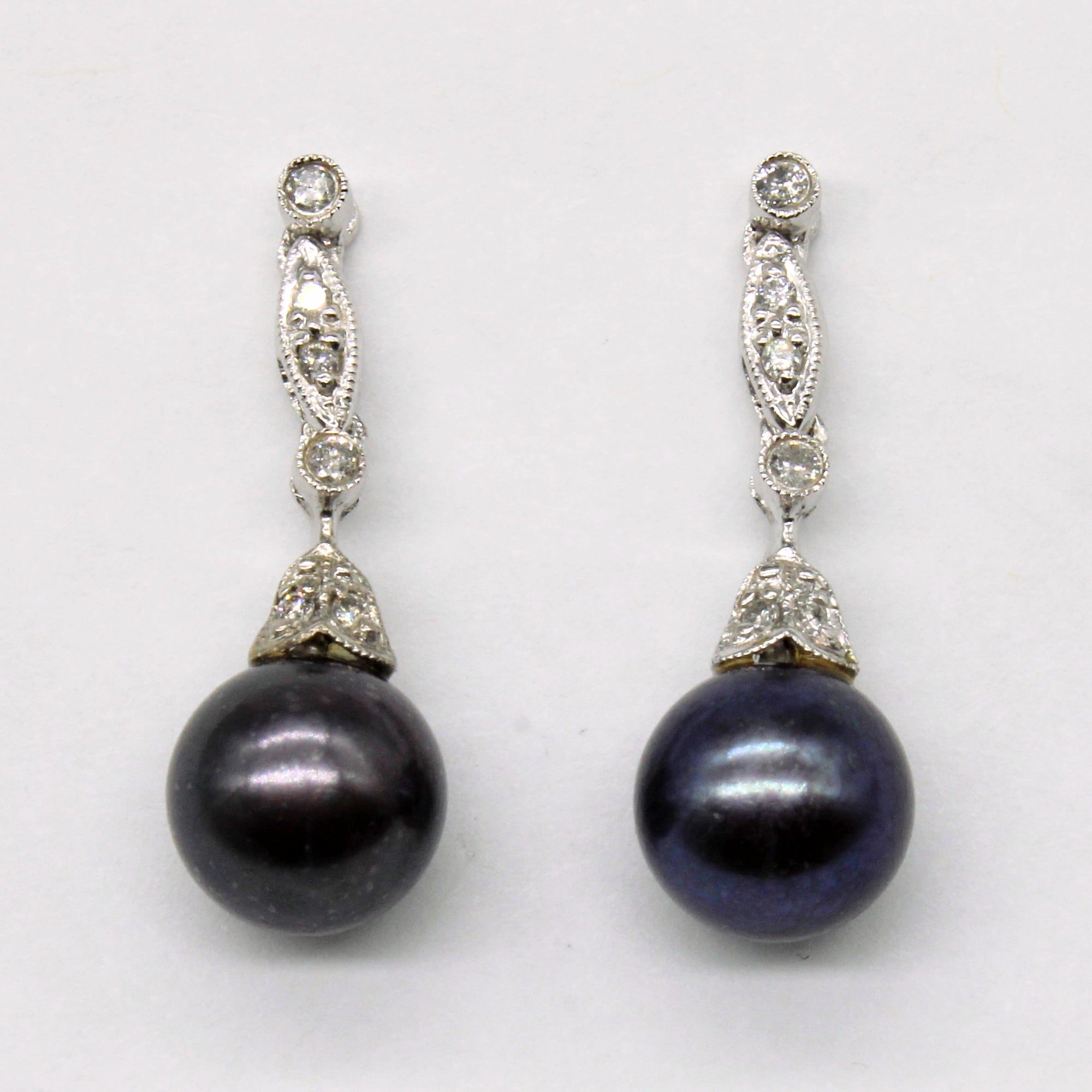 Pearl & Diamond Drop Earrings | 0.08ctw |