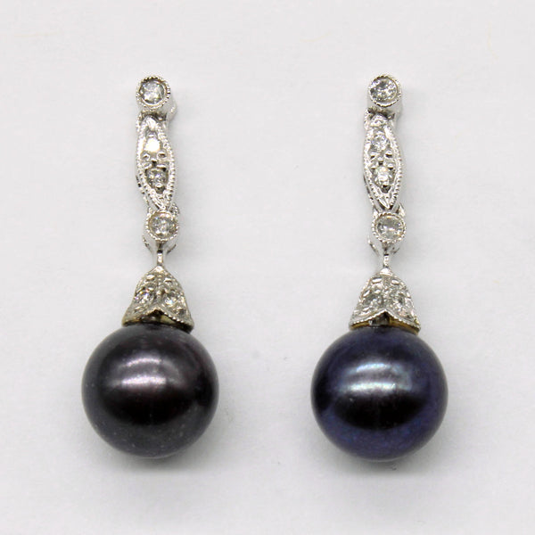 Pearl & Diamond Drop Earrings | 0.08ctw |