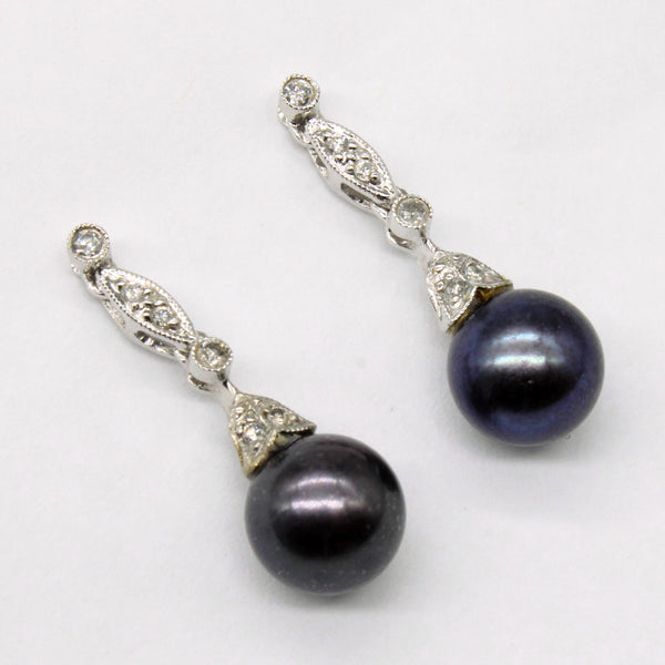 Pearl & Diamond Drop Earrings | 0.08ctw |