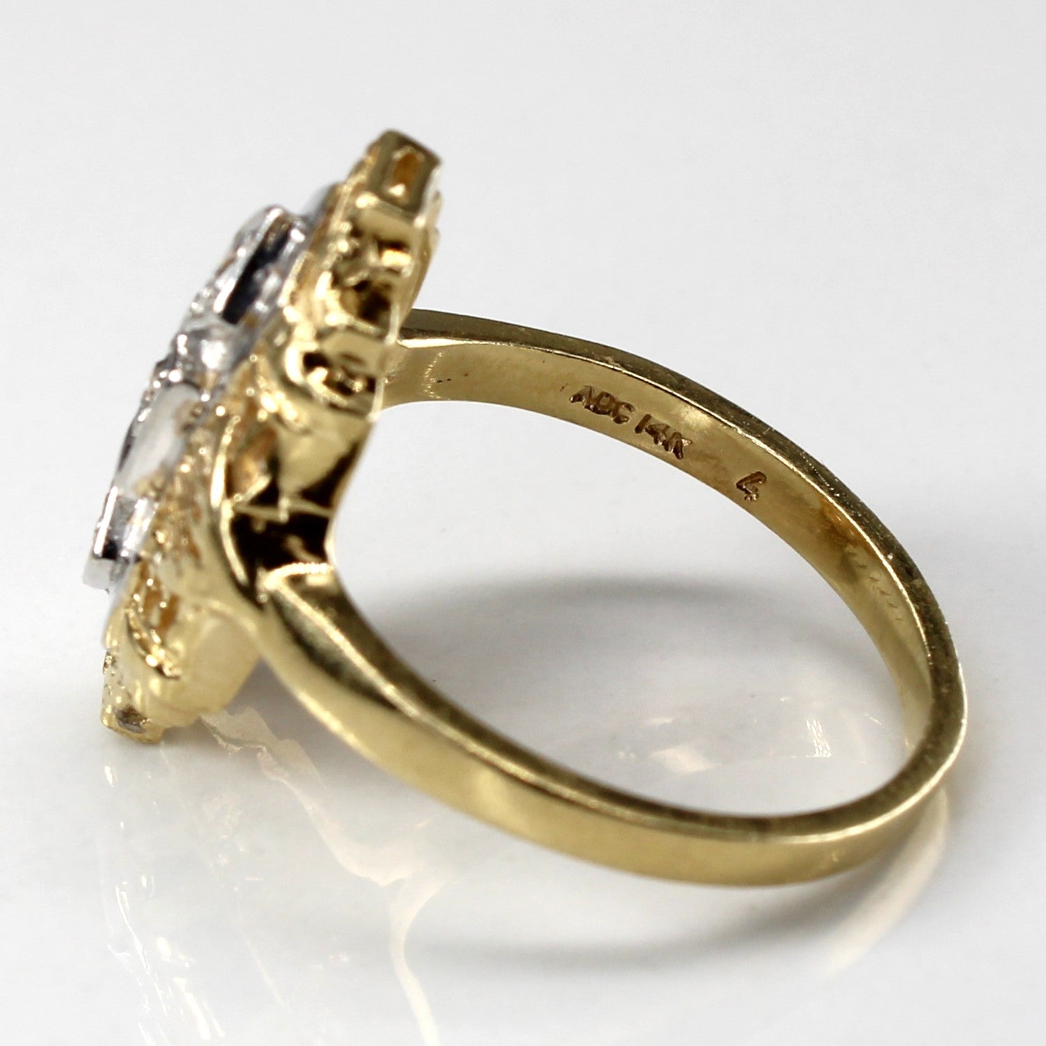 Filigree Two Tone Gold Diamond Ring | 0.03ctw | SZ 6 |