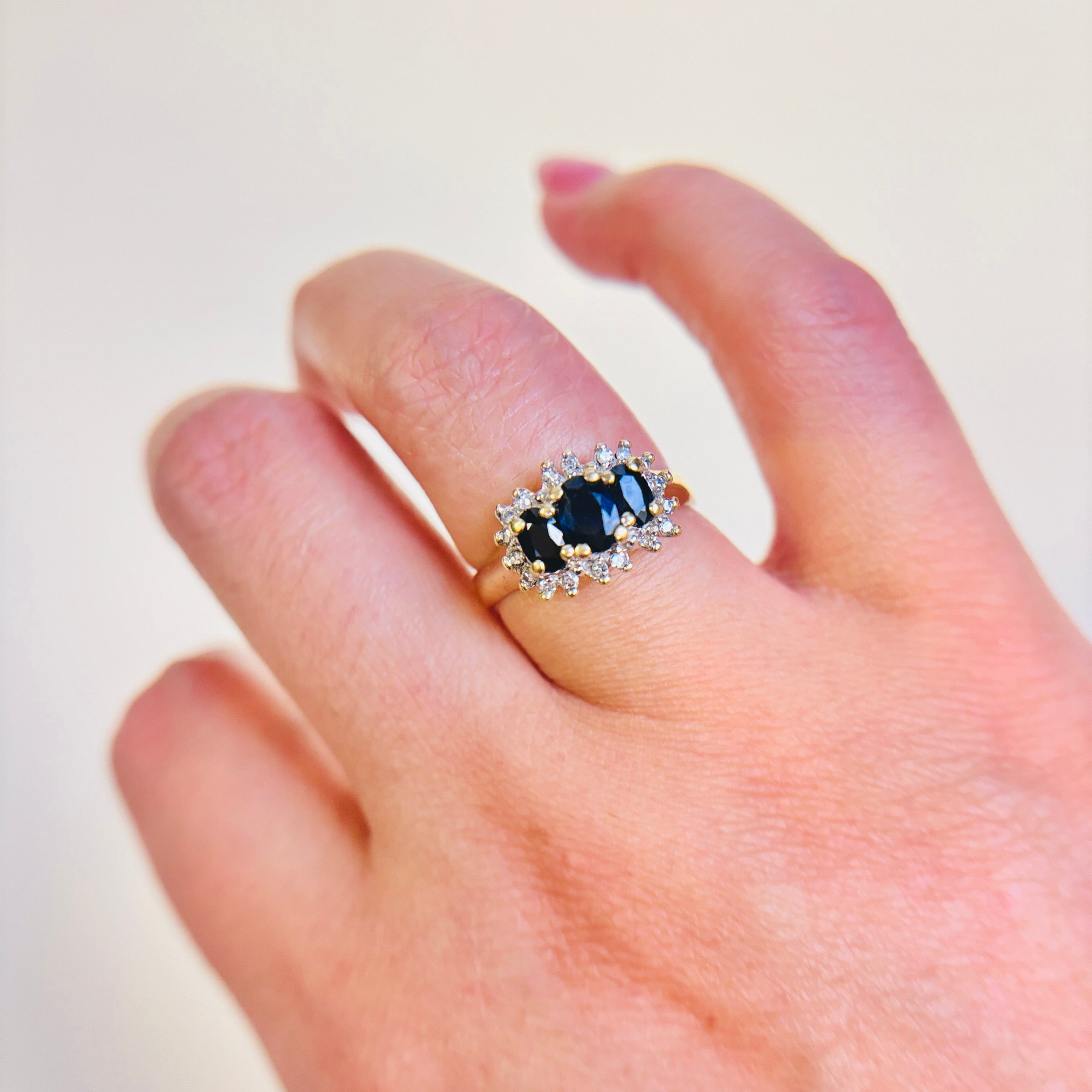 10k Yellow Gold Blue Sapphire & Diamond Ring | 1.06ctw, 0.12ctw | SZ 7.75