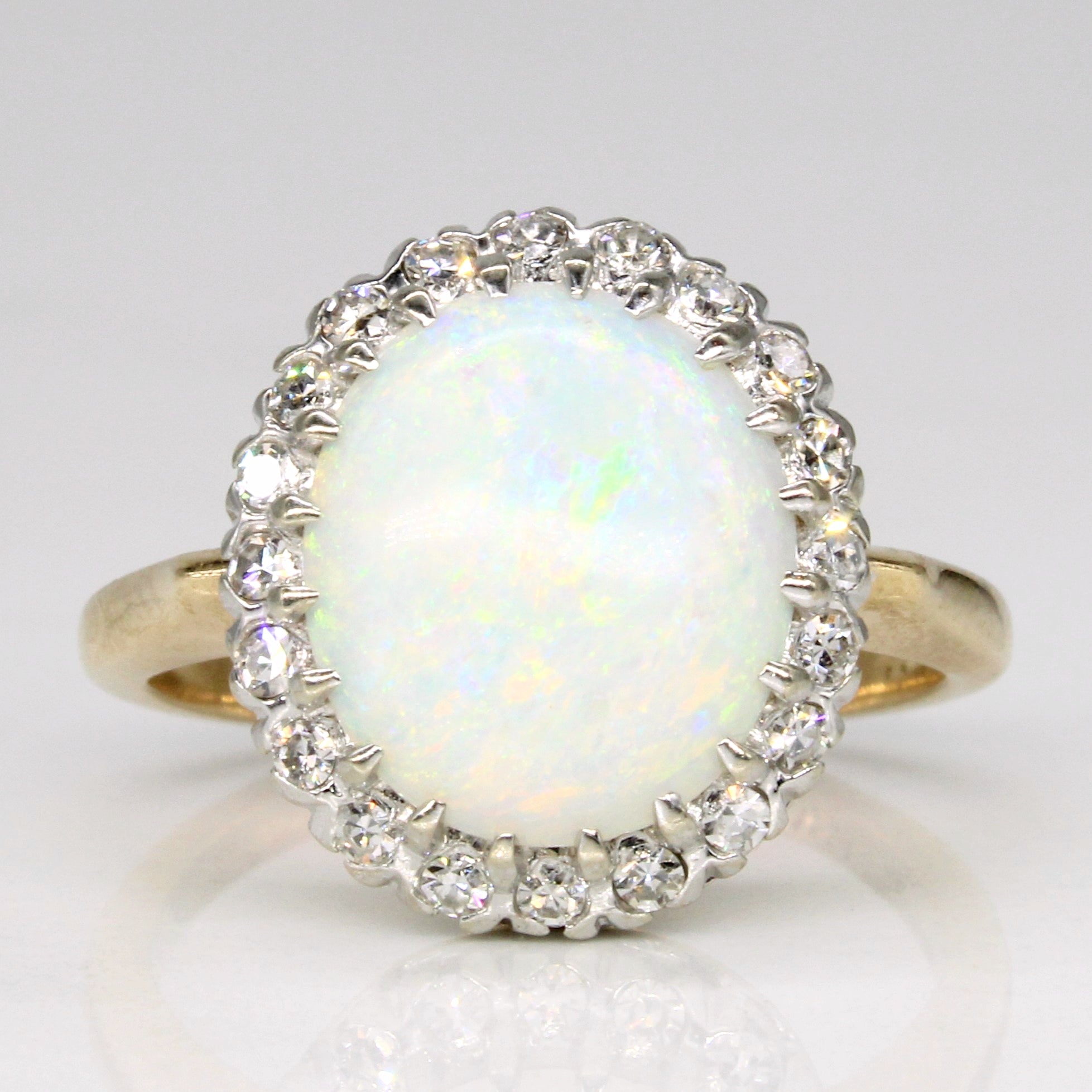 Opal & Diamond Halo Cocktail Ring | 2.70ct, 0.24ctw | SZ 6.75 |