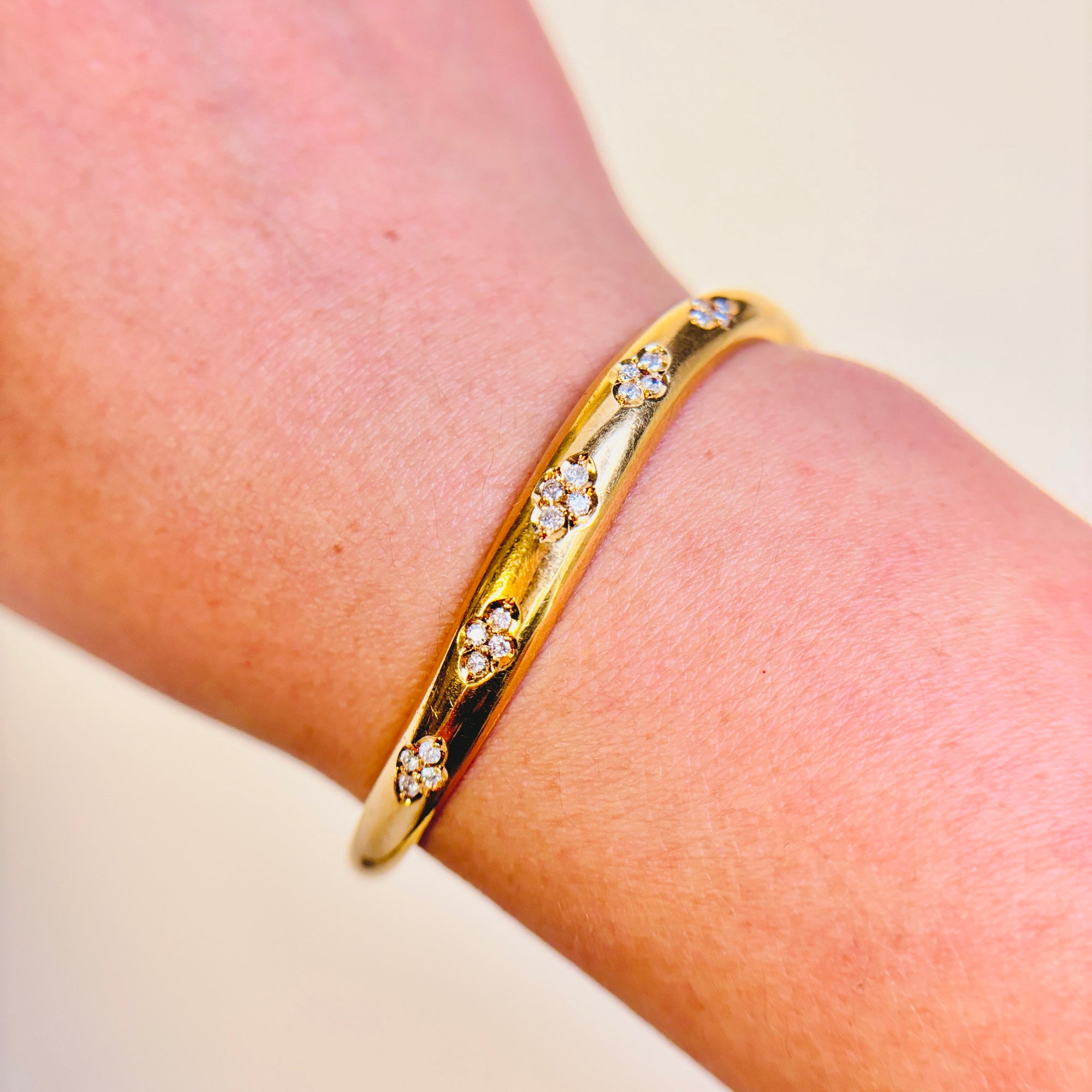 18k Yellow Gold Diamond Bangle Bracelet | 0.27ctw