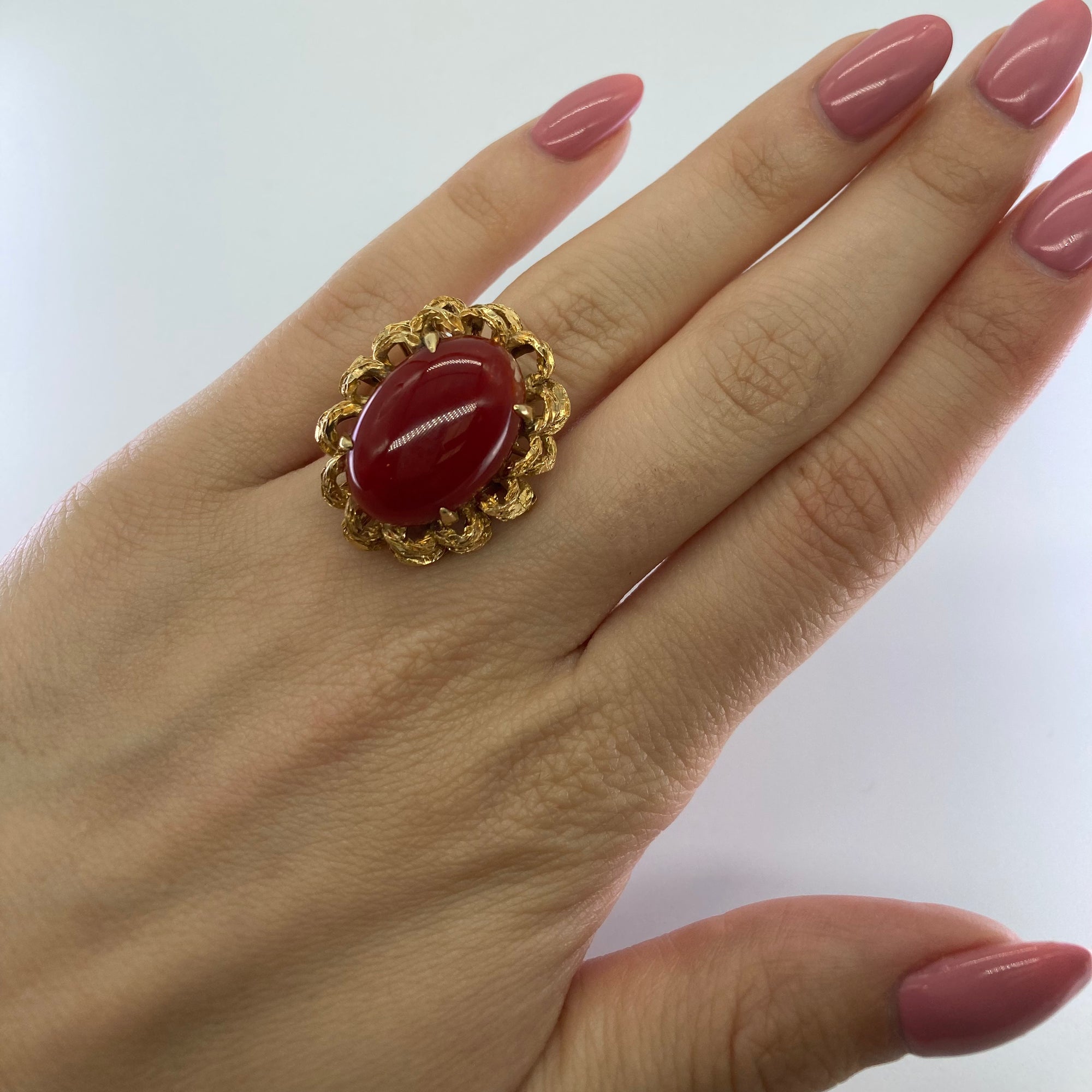 Carnelian Agate Cocktail Ring | 11.50ct | SZ 5 |