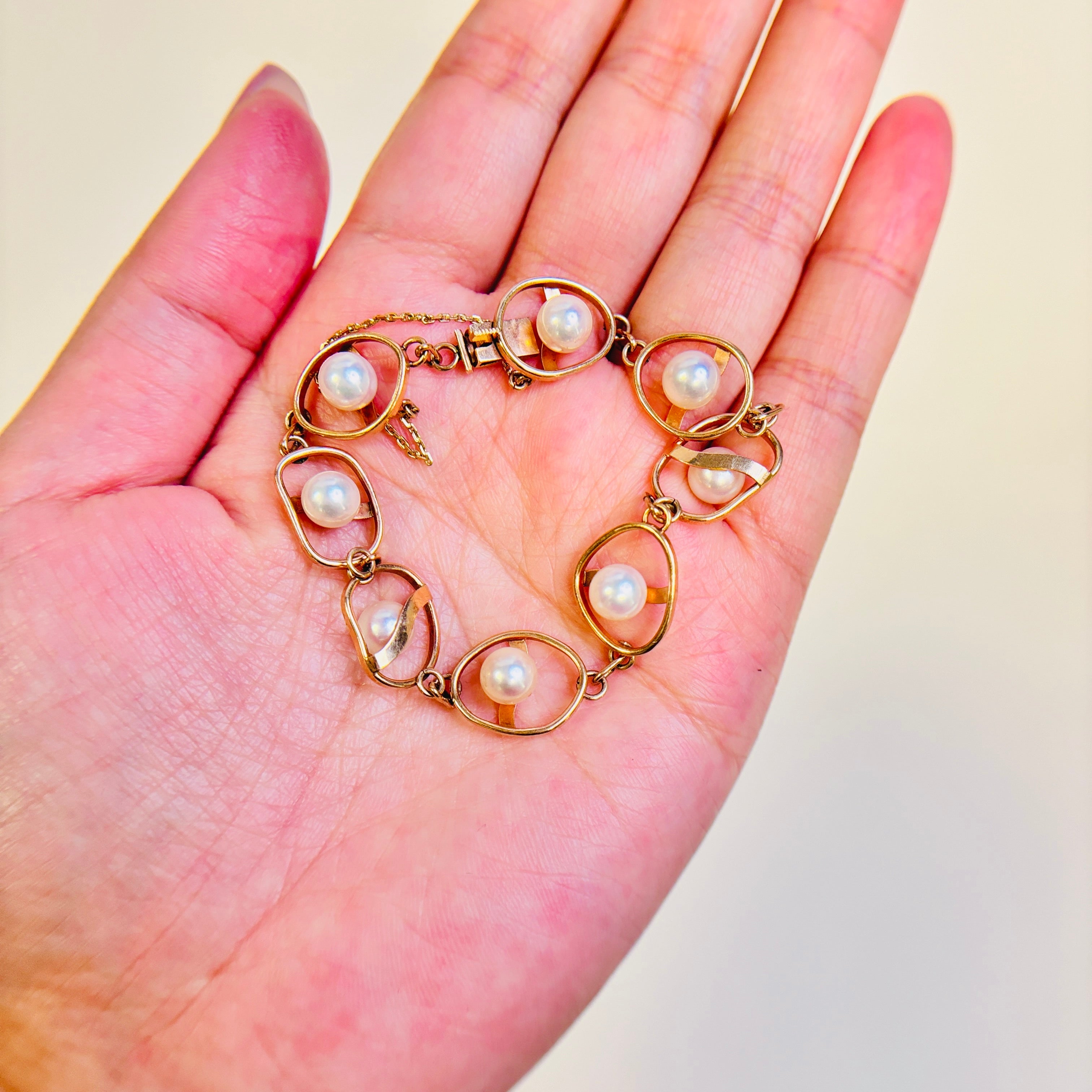 14k Yellow Gold Pearl Bracelet | 4.73ctw  | 7.25"