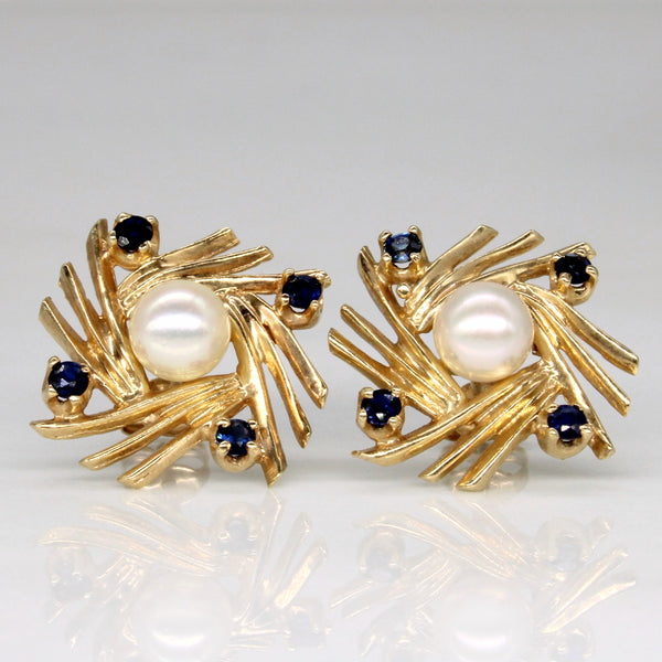 Sapphire & Pearl Earrings | 0.24ctw |