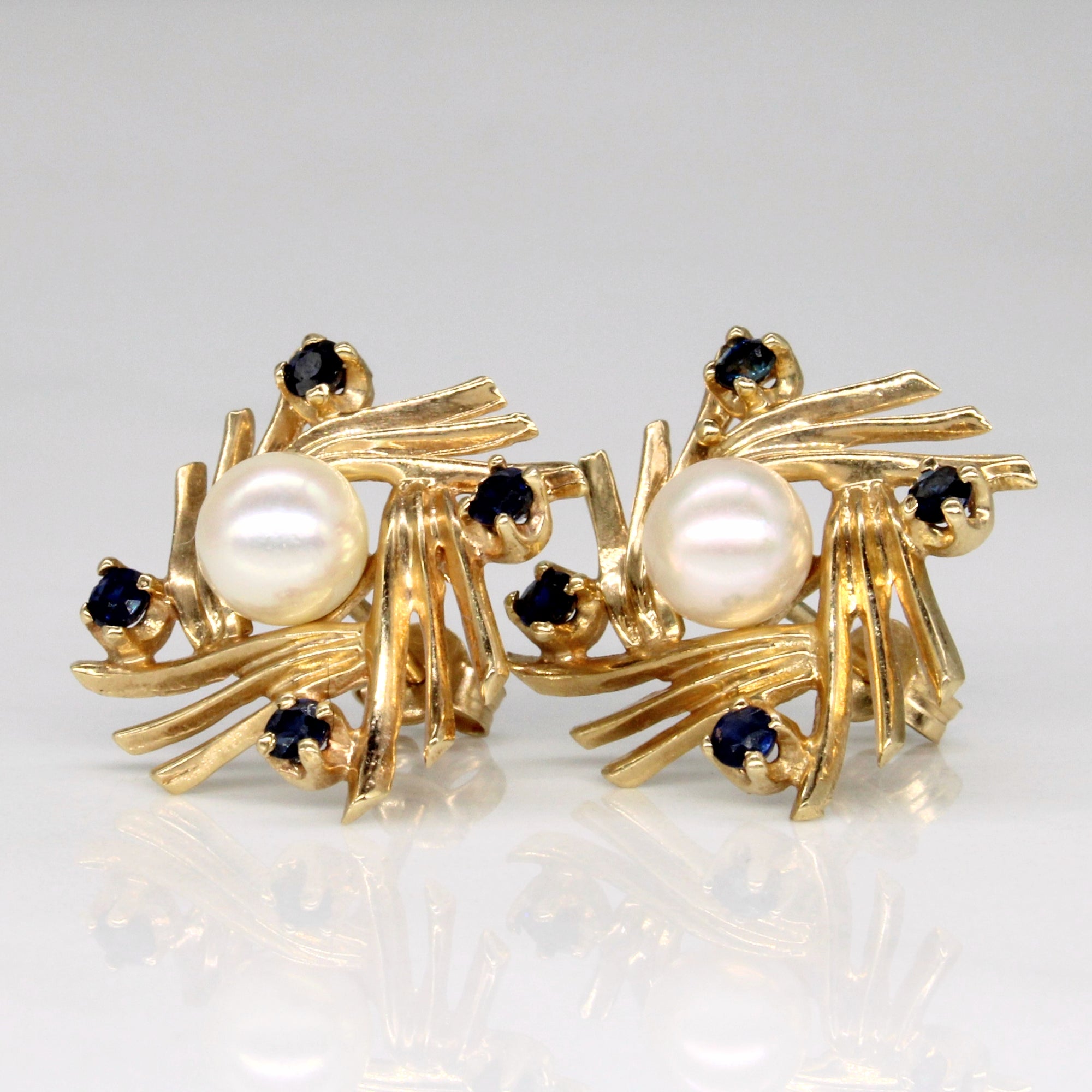 Sapphire & Pearl Earrings | 0.24ctw |