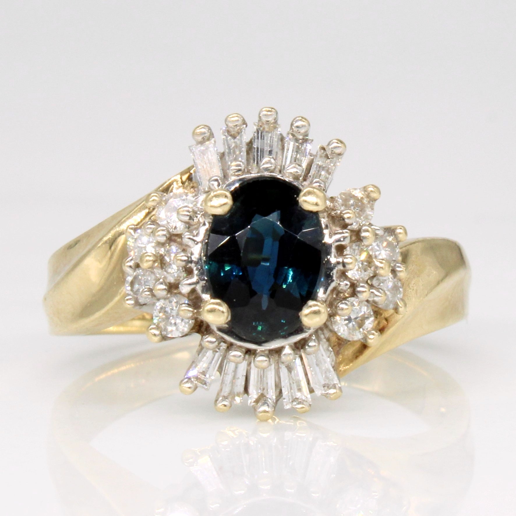 Sapphire & Diamond Halo Cocktail Ring | 0.85ct, 0.38ctw | SZ 6.5 |
