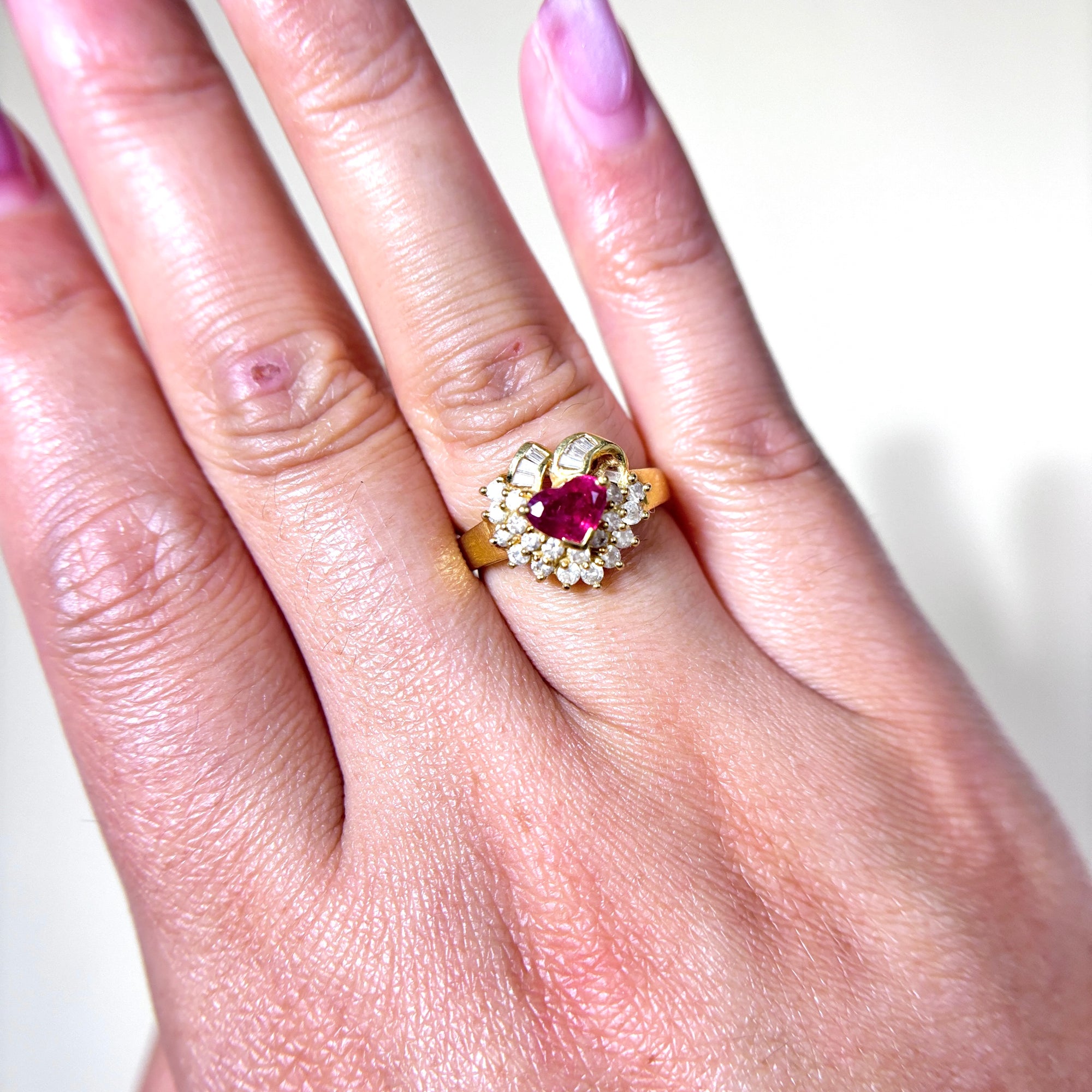 18k Yellow Gold Ruby & Diamond Ring | 0.74ct, 0.48ctw | SZ 5.75