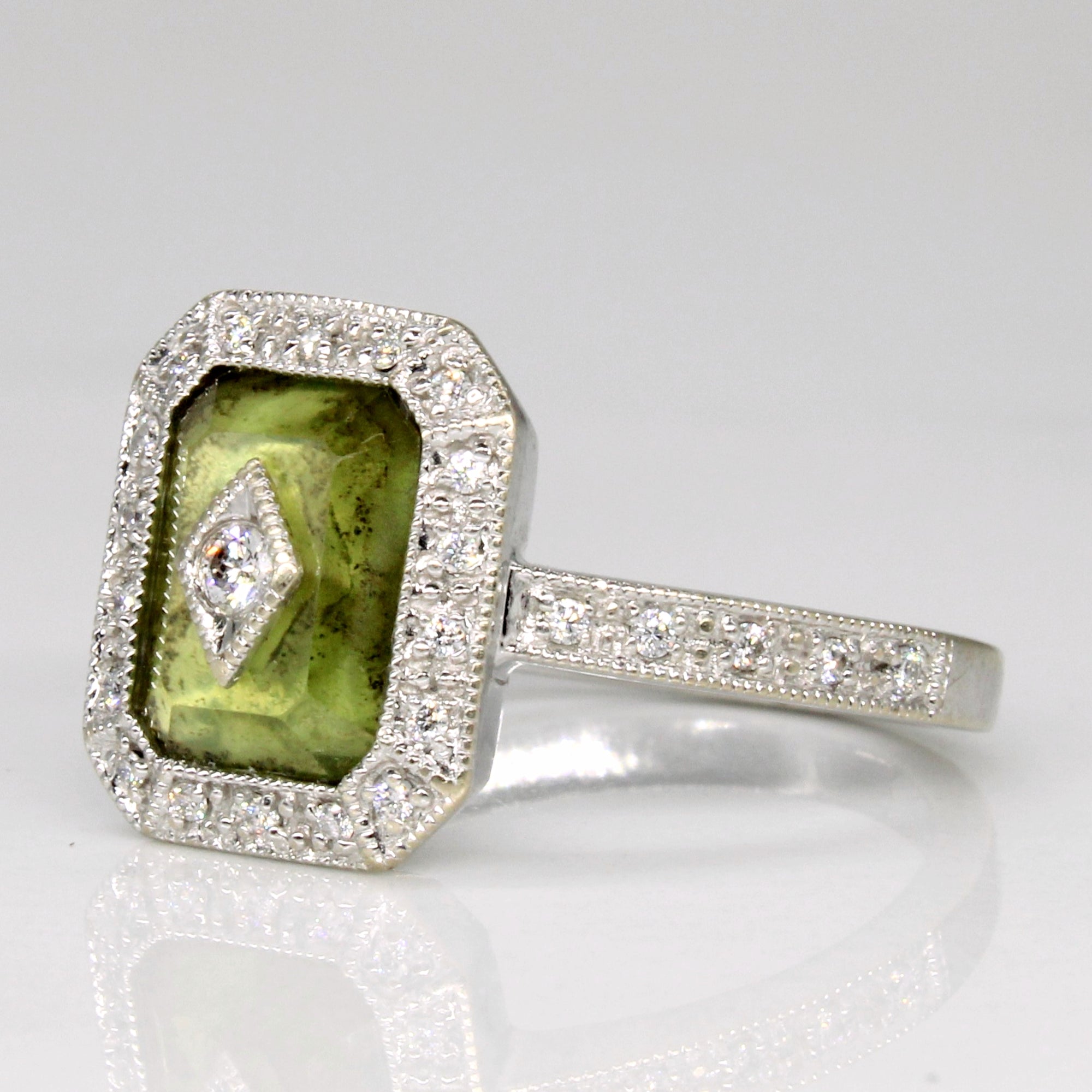 Peridot & Diamond Cocktail Ring | 0.80ct, 0.10ctw | SZ 6.75 |