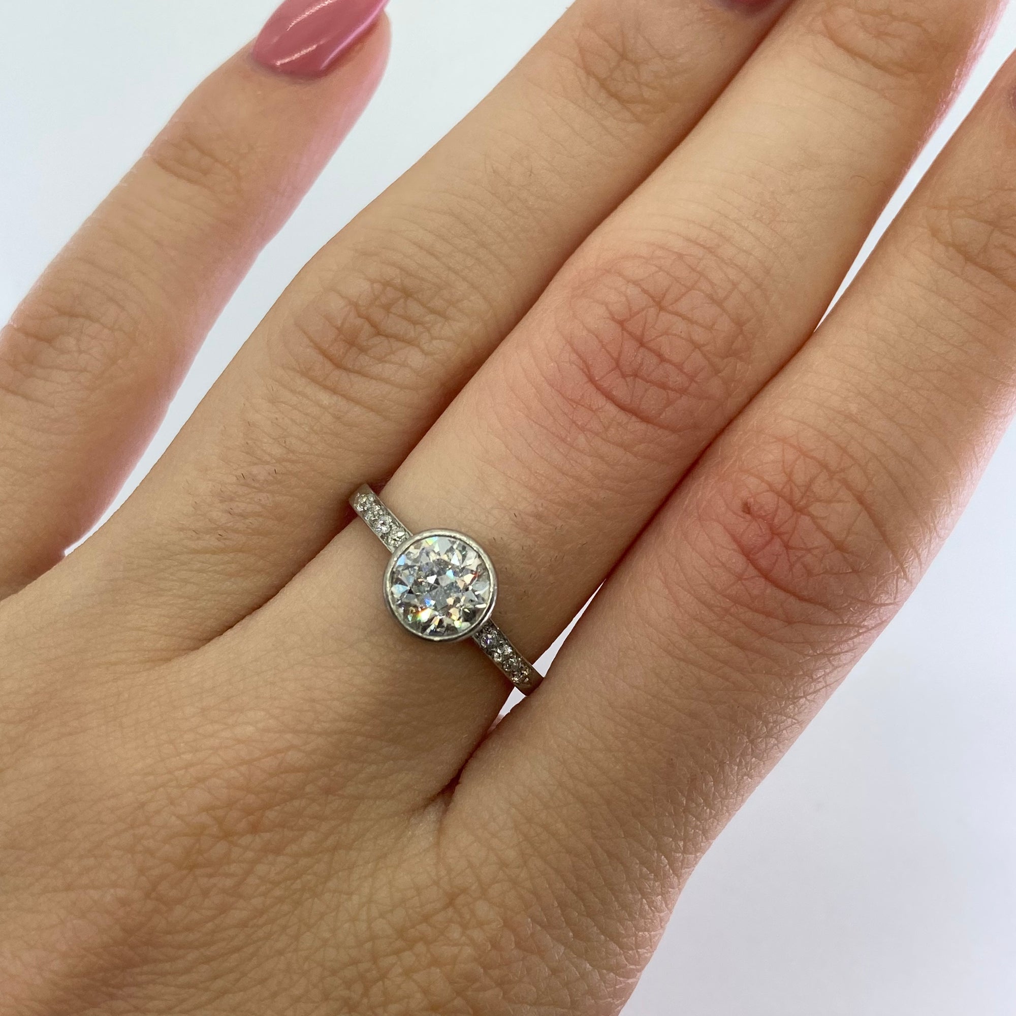 Art Deco Old European Cut Engagement Ring in Platinum | 1.33ctw | SZ 5.5 |