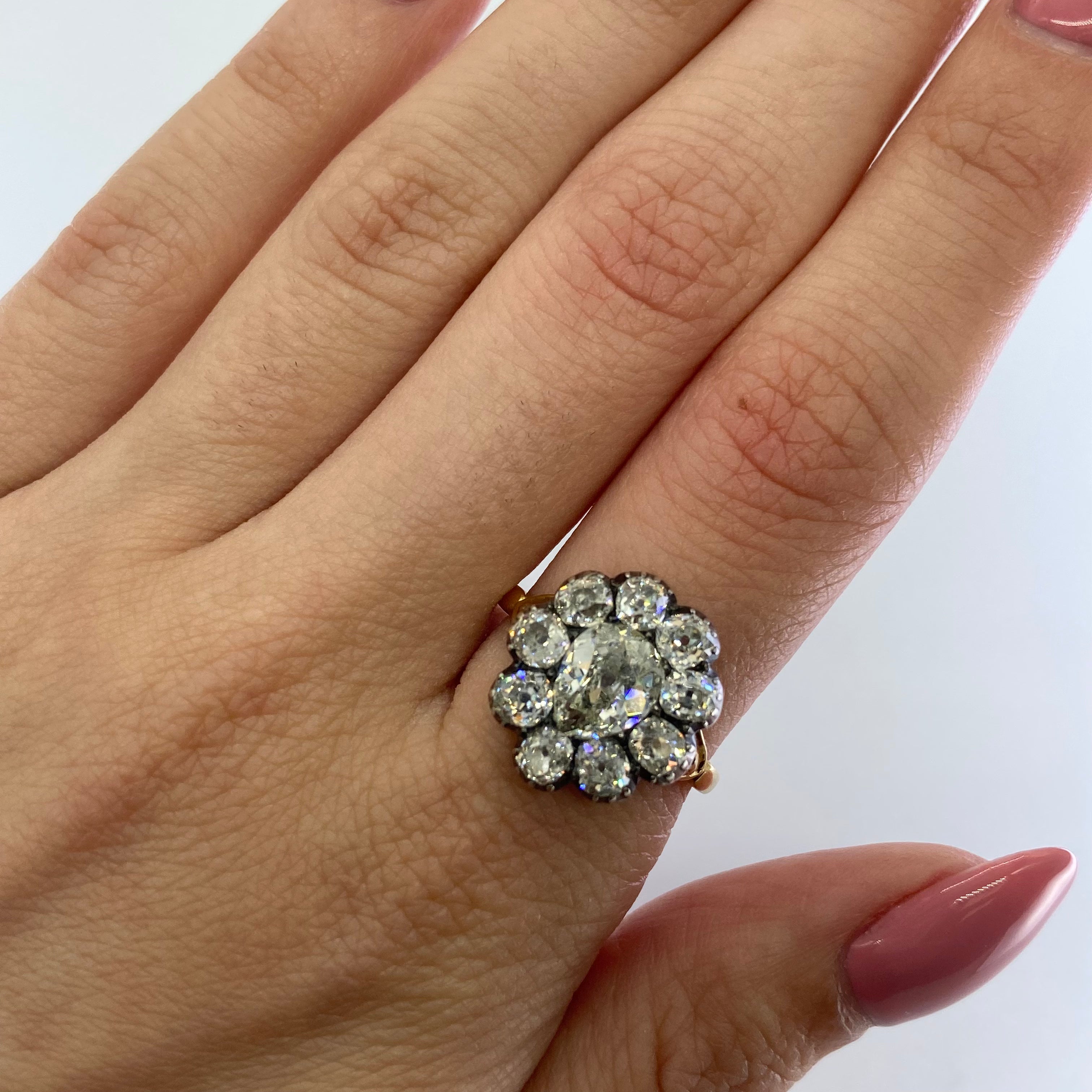 Victorian Pear Cut Diamond Ring | 3.11ctw | SZ 7.5 |