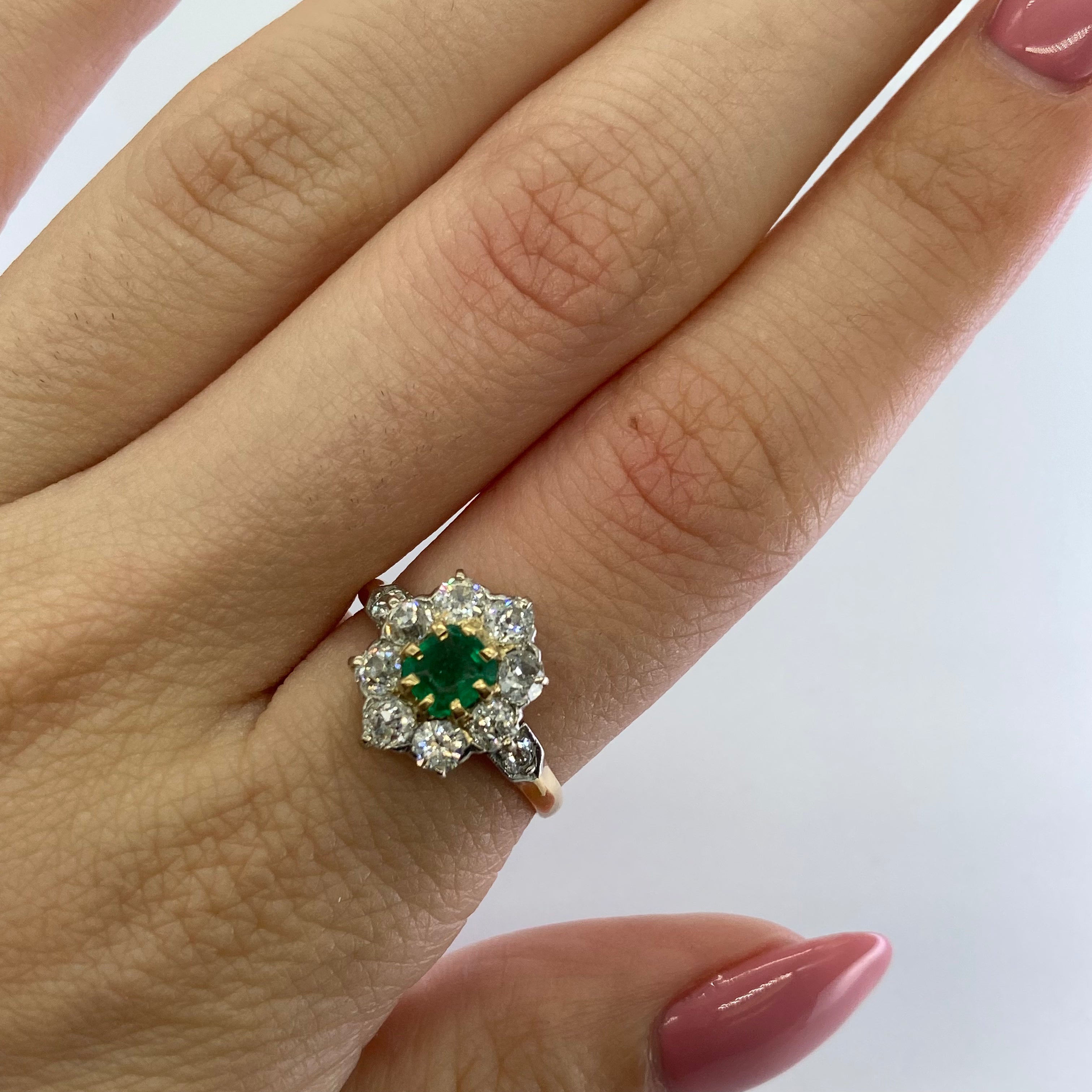 Victorian Diamond & Emerald Ring | 1.04ctw, 0.40ct | SZ 6.25 |