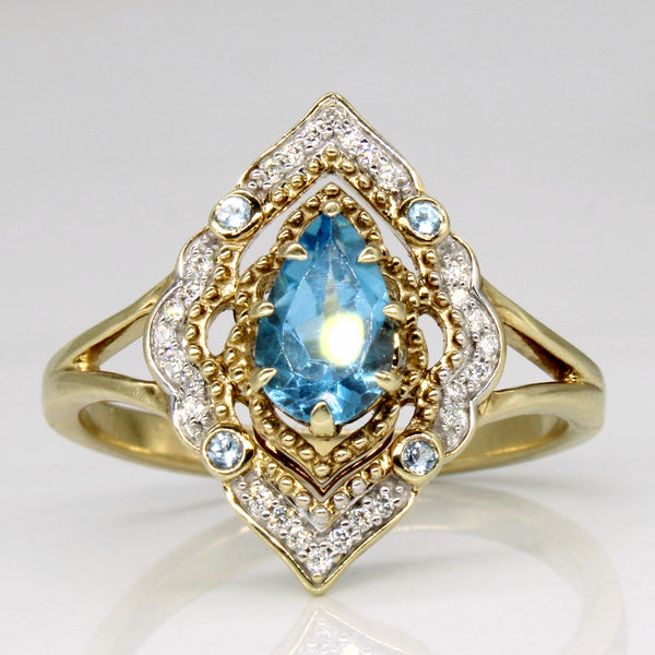 'Disney' Aladdin Swiss Blue Topaz & Diamond Ring | 1.60ctw, 0.09ctw | SZ 8.75 |