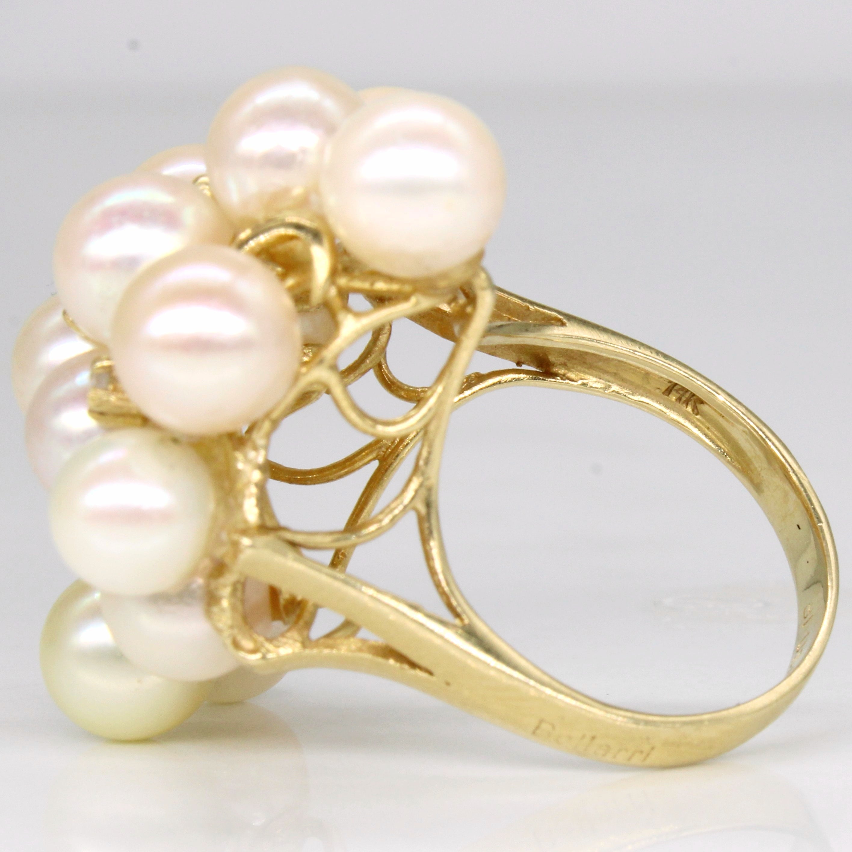 Pearl & Diamond Cocktail Ring | 0.04ctw | SZ 6.75 |