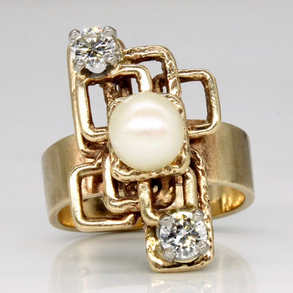 Abstract Pearl & Diamond Ring | 0.40ctw | SZ 6.25 |