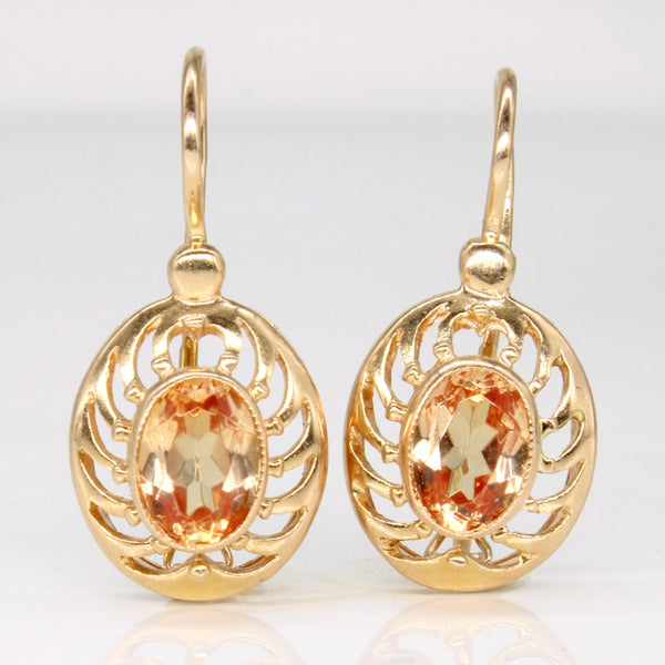 Synthetic Orange Pink Sapphire Earrings | 2.50ctw |