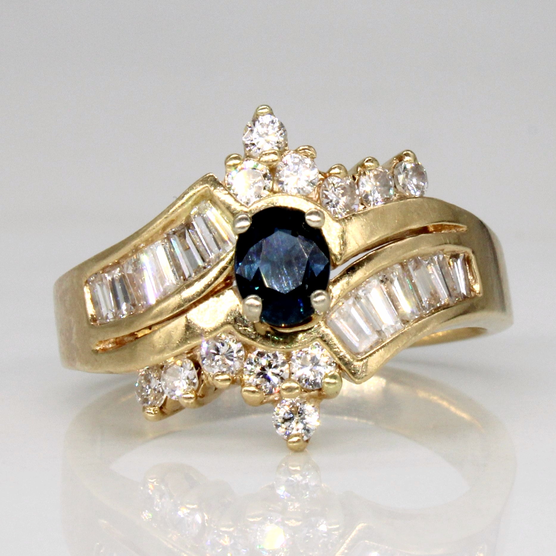 Diamond & Sapphire Waterfall Ring | 0.96ctw, 0.46ct | SZ 7.25 |