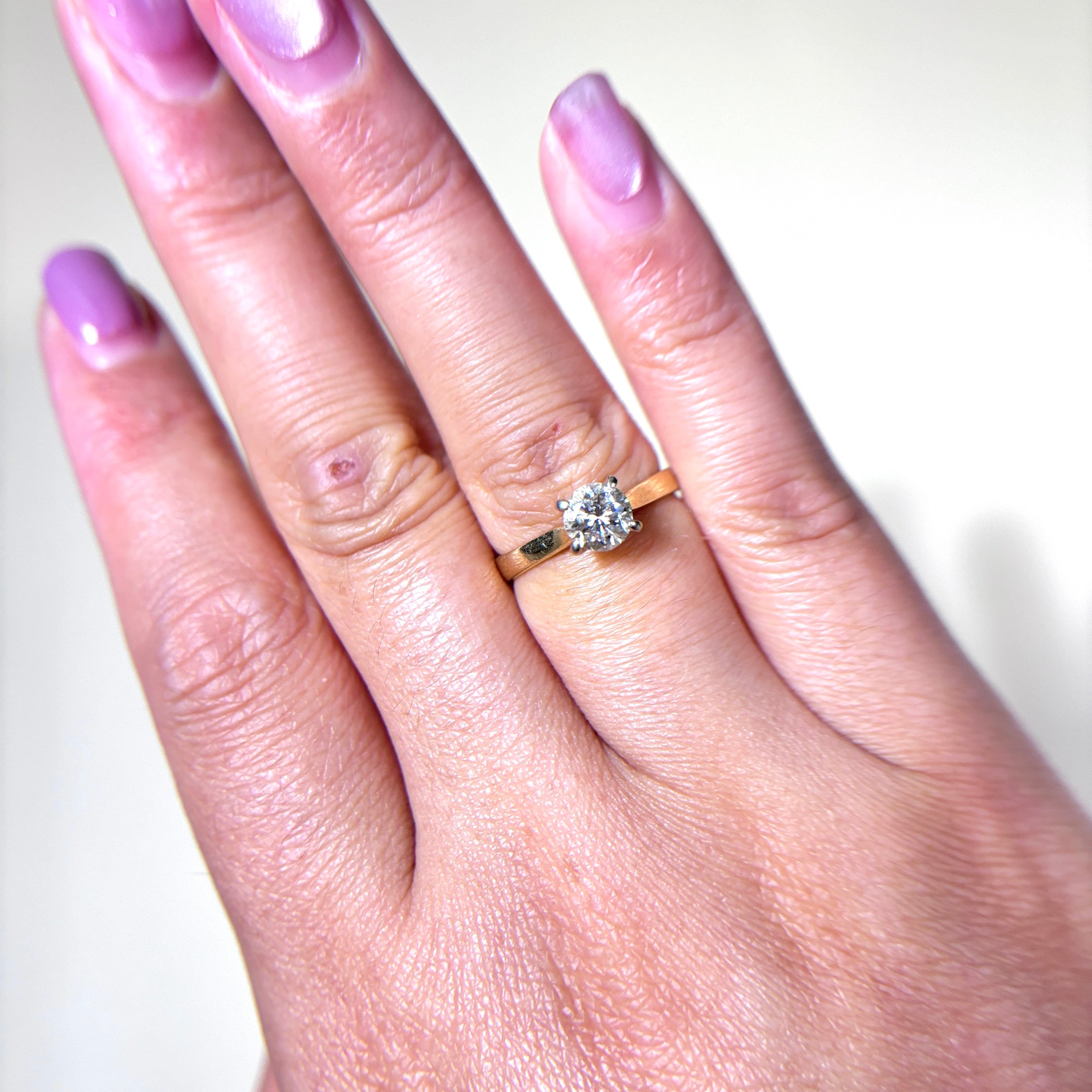 Bague de fiançailles en or jaune 14 carats avec diamant | 0,71 ct VVS2 I/J | Taille 5 