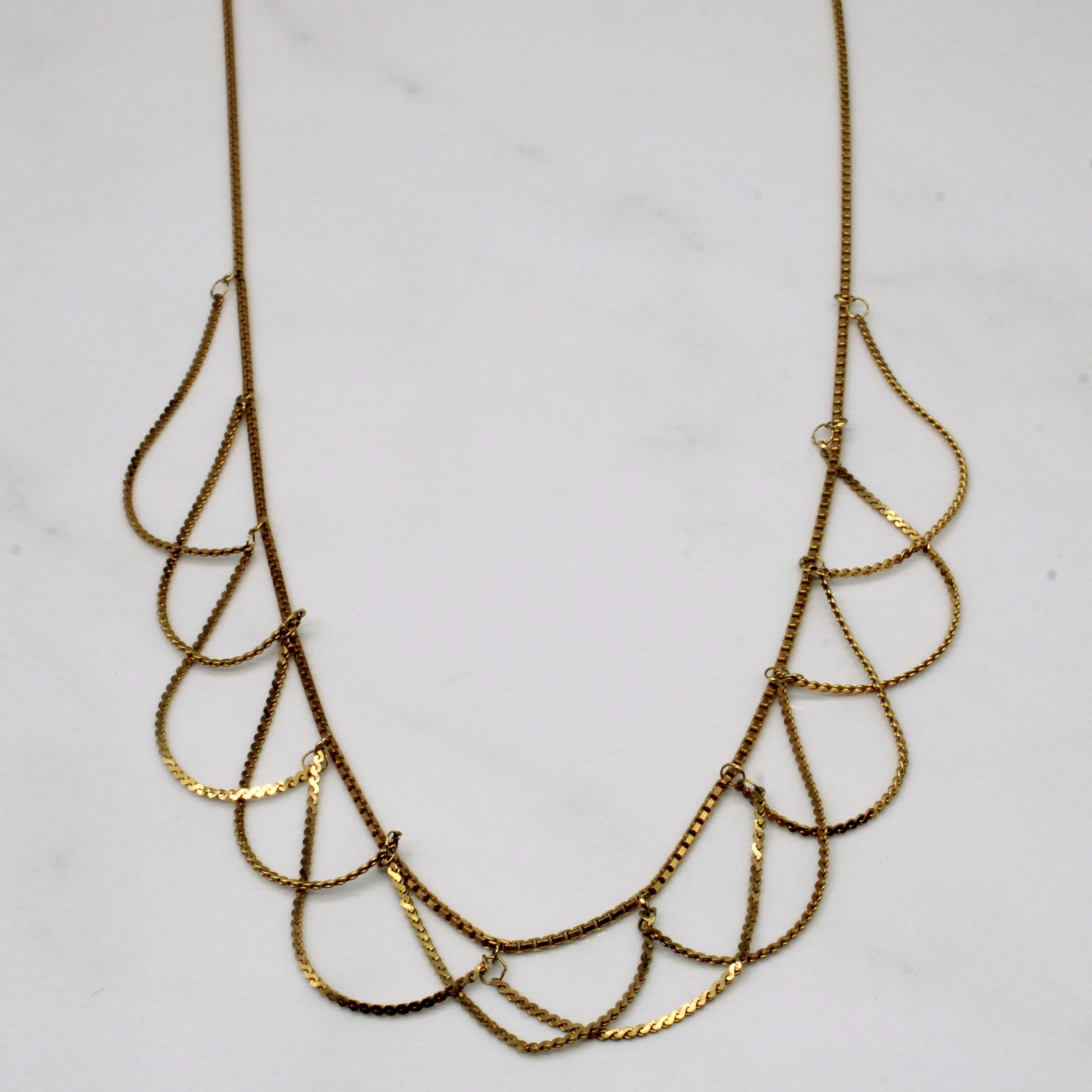 14k Yellow Gold Draping Necklace | 16" |