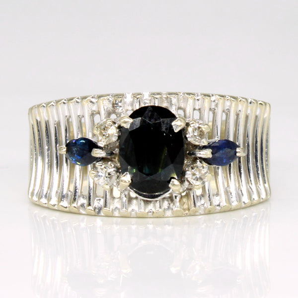 Sapphire & Diamond Cocktail Ring | 0.90ctw, 0.07ctw | SZ 8.25 |