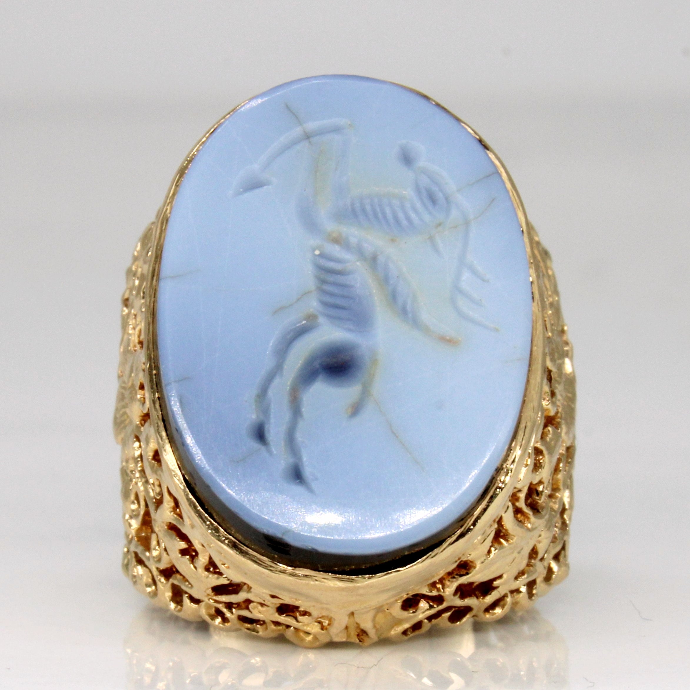 Intaglio Carved Onyx Ring | 11.00ct | SZ 7 |